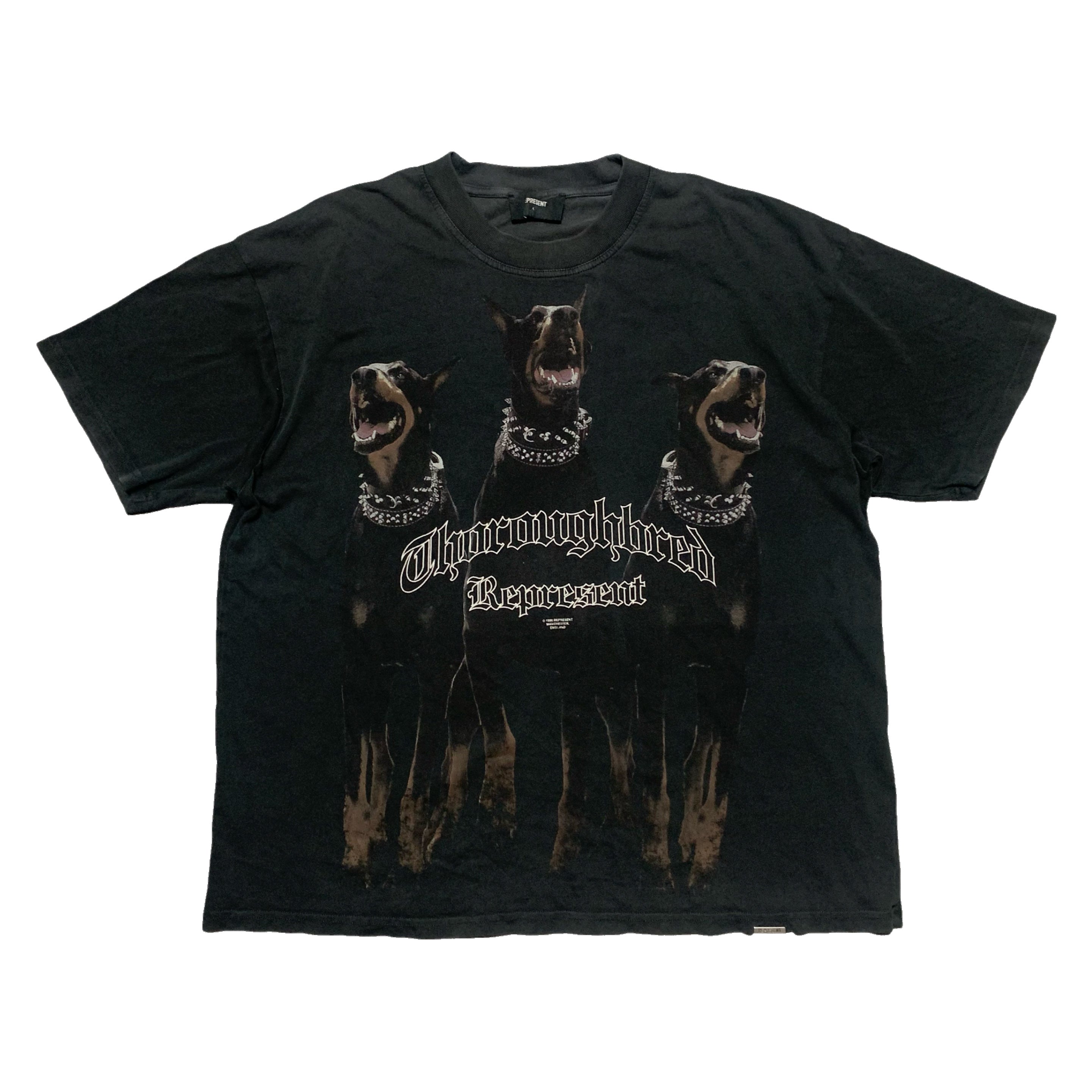 Represent Large Thoroughbred Dog Vintage Black Tee