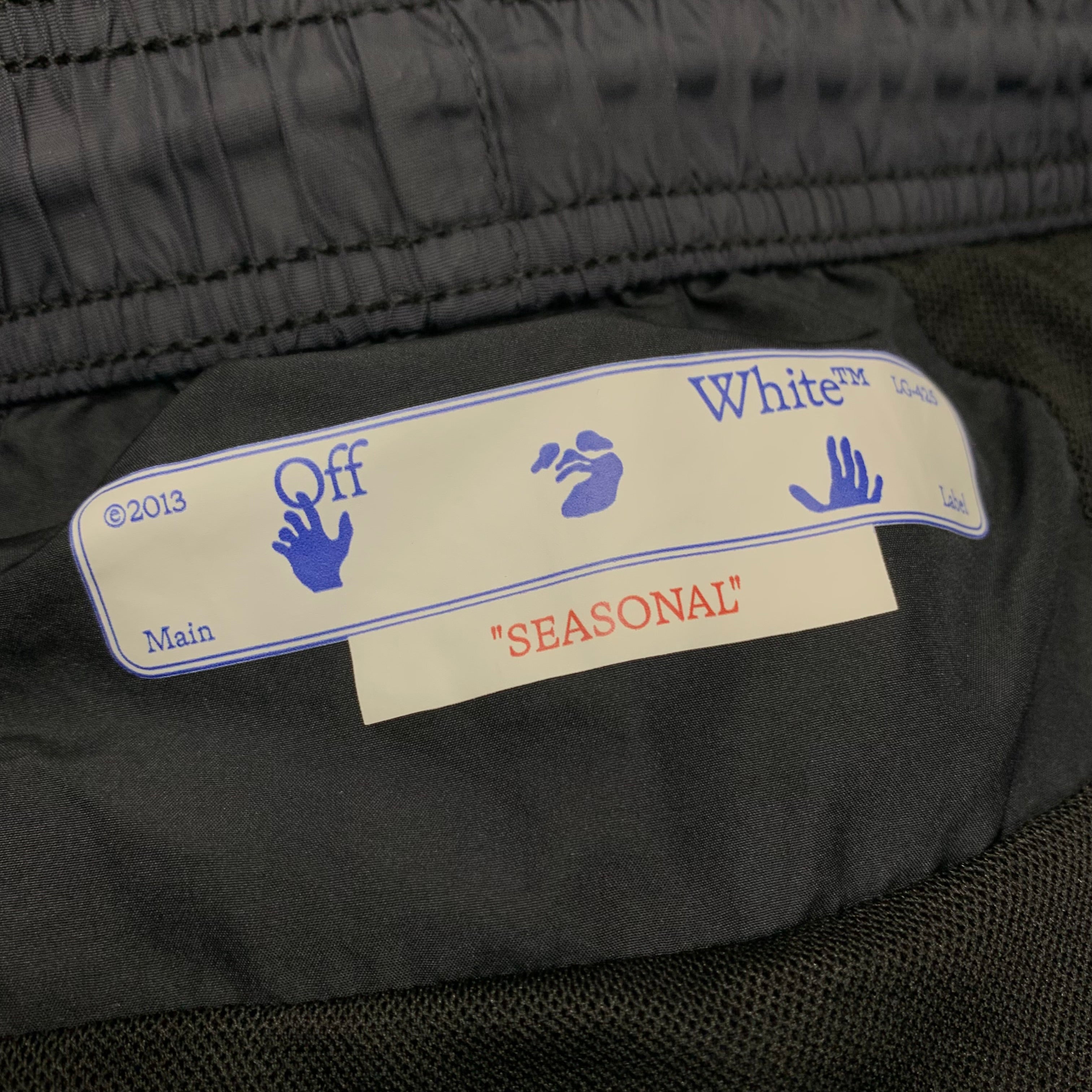 Off White Small Swim Shorts Graffiti Black Shorts Virgil Abloh