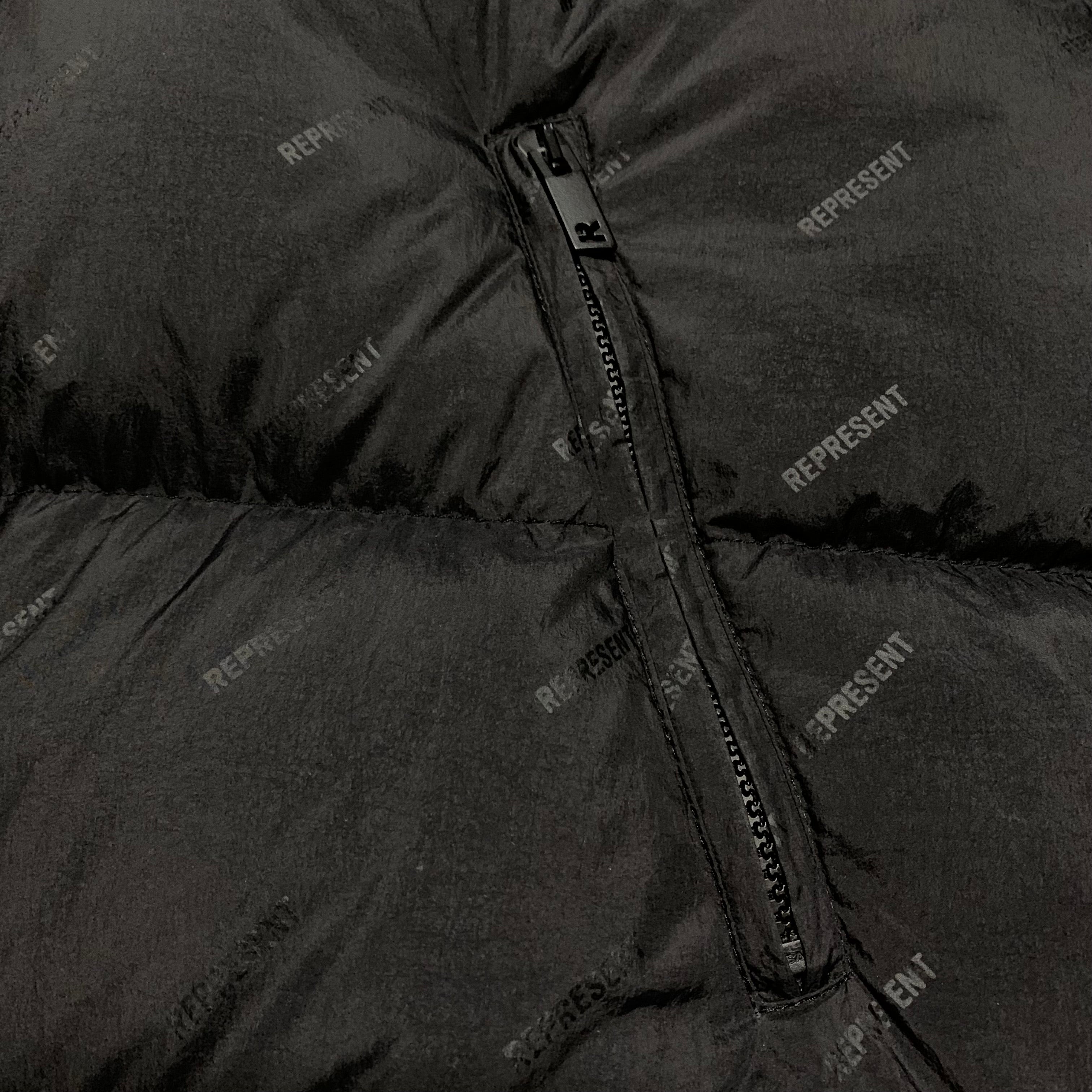 Represent Small Puffer Gilet Vest Black All Over Logo 2022