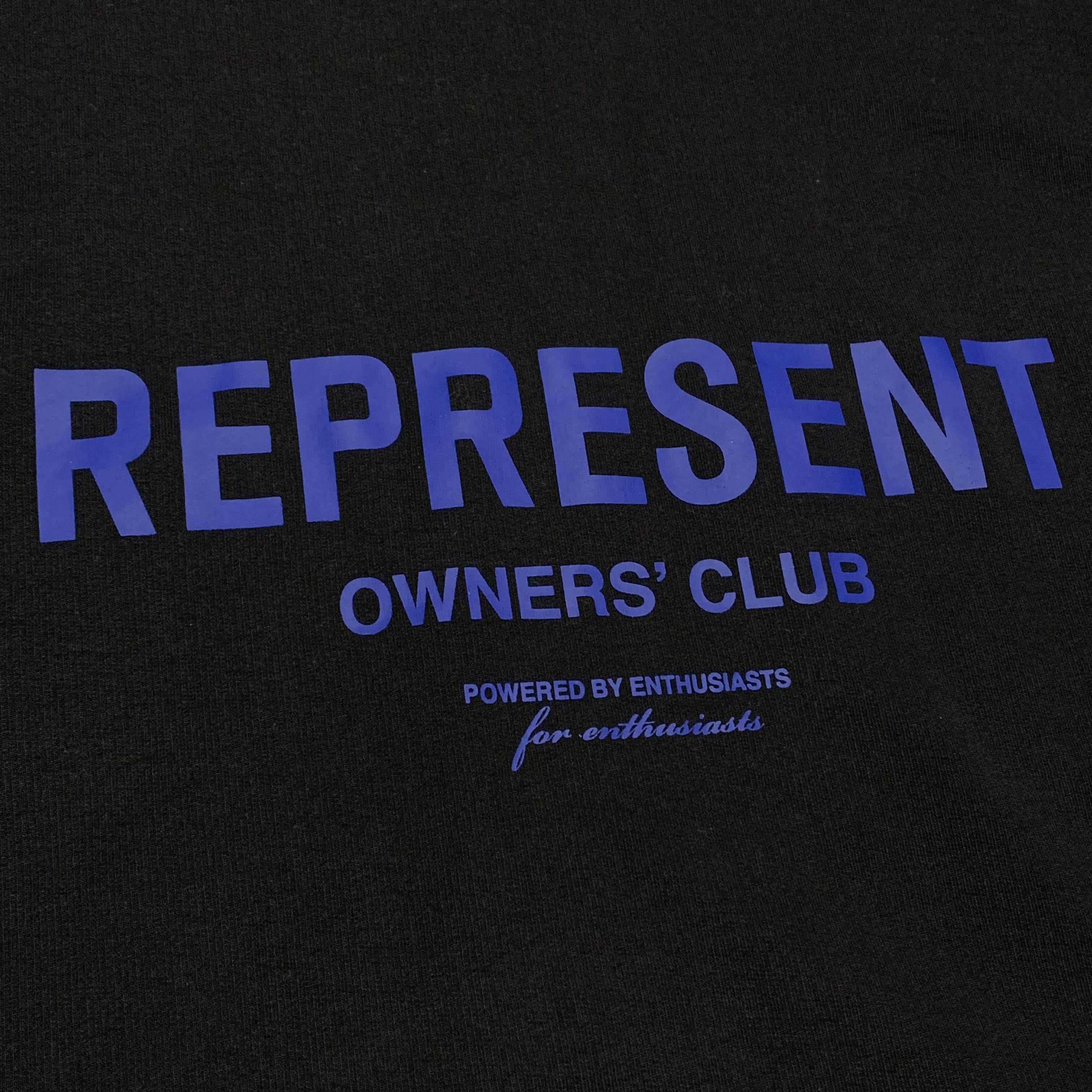 Represent Large Owners Club Jet Black Hoodie Blue Graphic