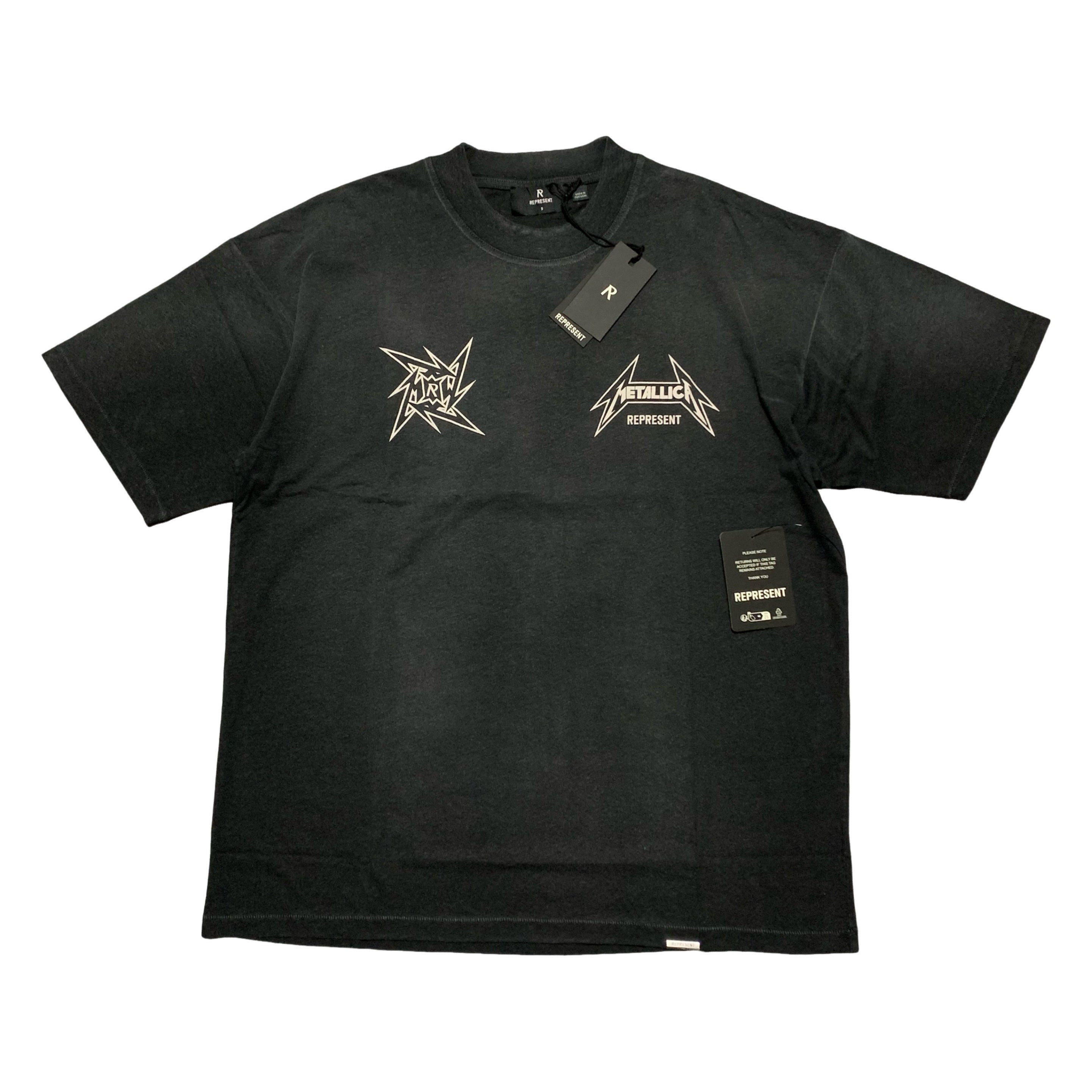 Represent x Metallica Small Local Crew Stained Black Tee (RRP £110)