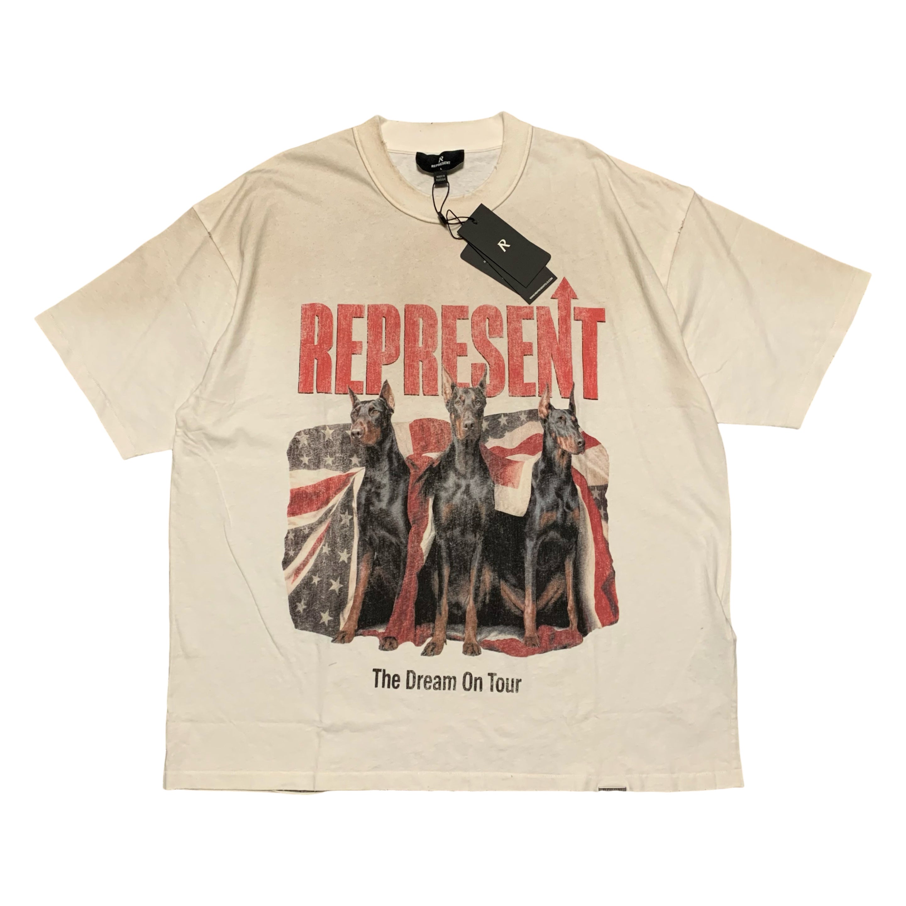 Represent Large Dream On Tour Washed Ecru White Tee