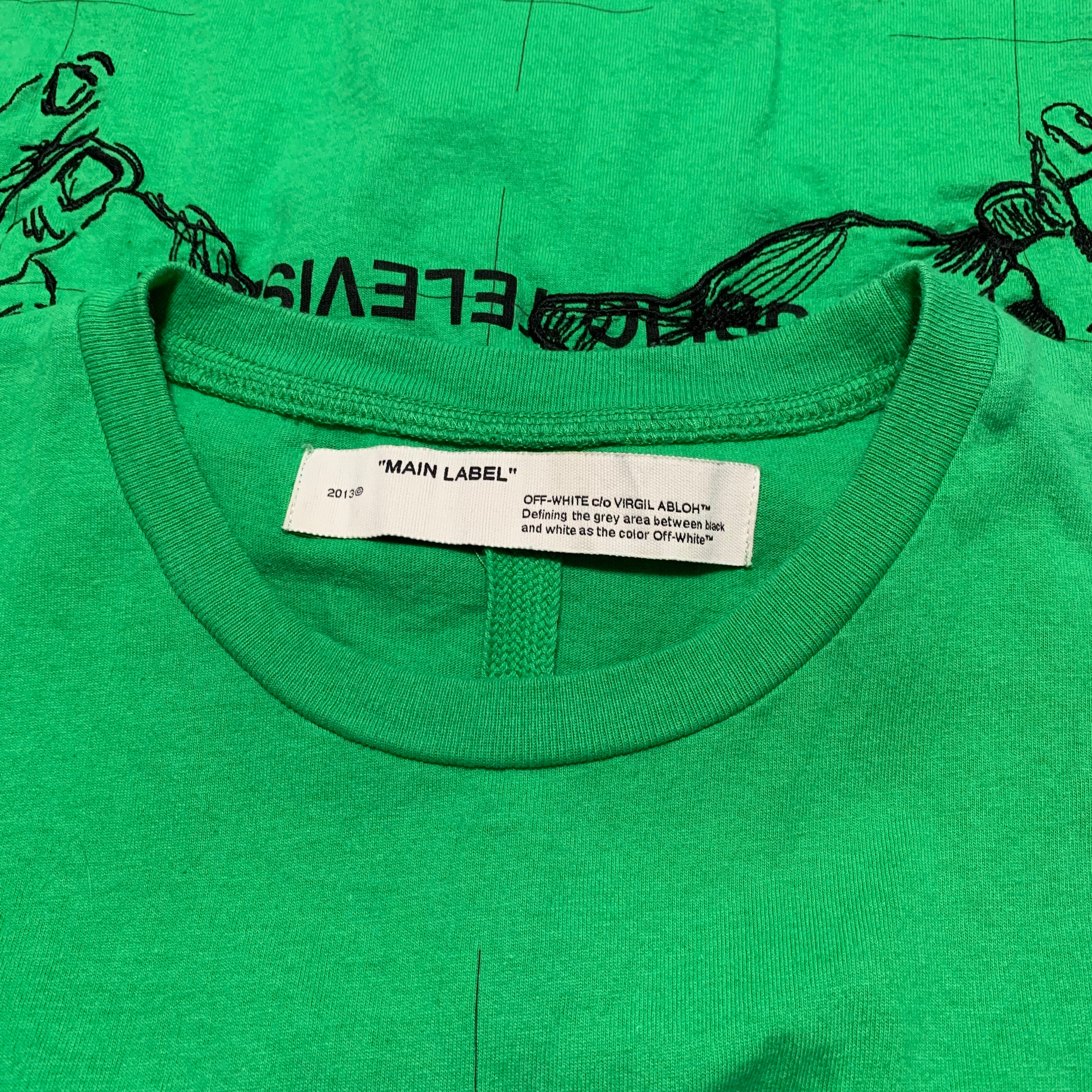 Off White Medium Public Television Green Tee Virgil Abloh