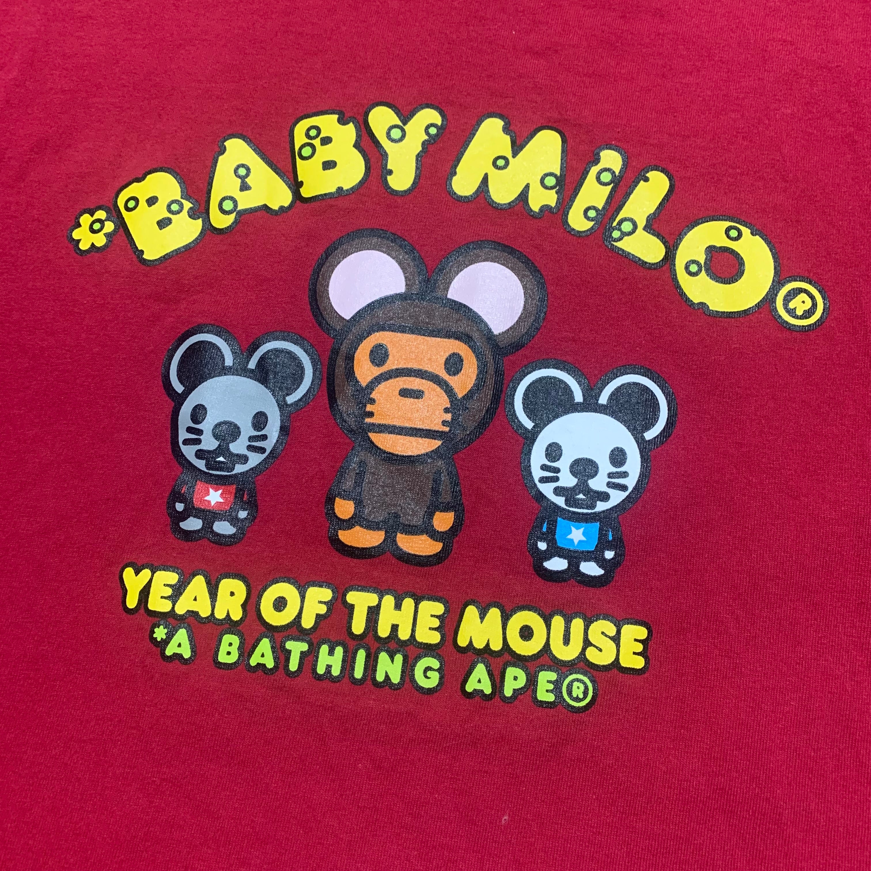 Bape Medium Year Of The Year Mouse Red Tee Baby Milo