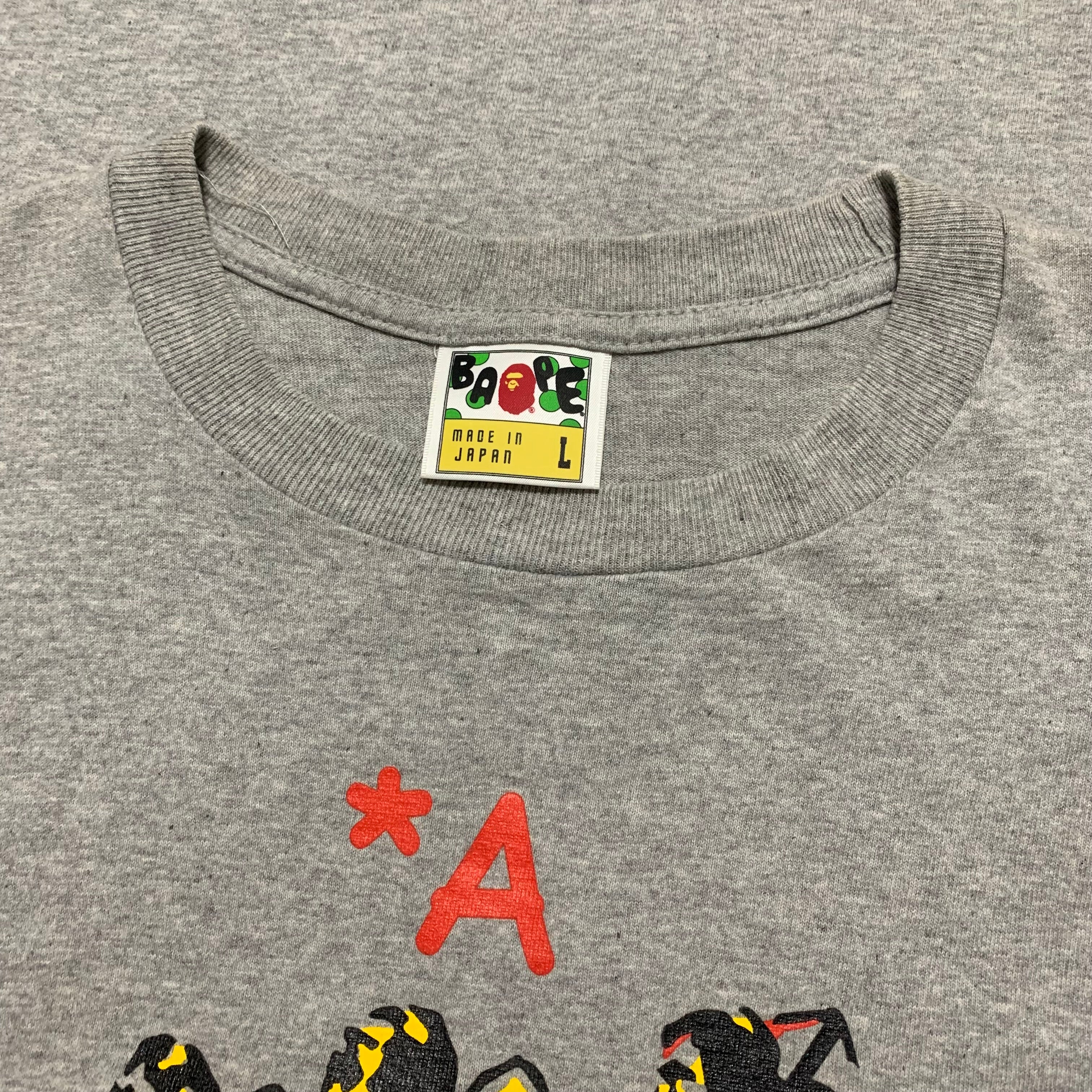 Bape Large A Bathing Ape Soldier Graphic Grey Tee