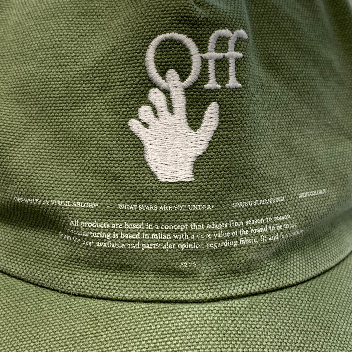 Off White Cap Hand Off Baseball Cap Hedge Green Distressed Hat Virgil Abloh