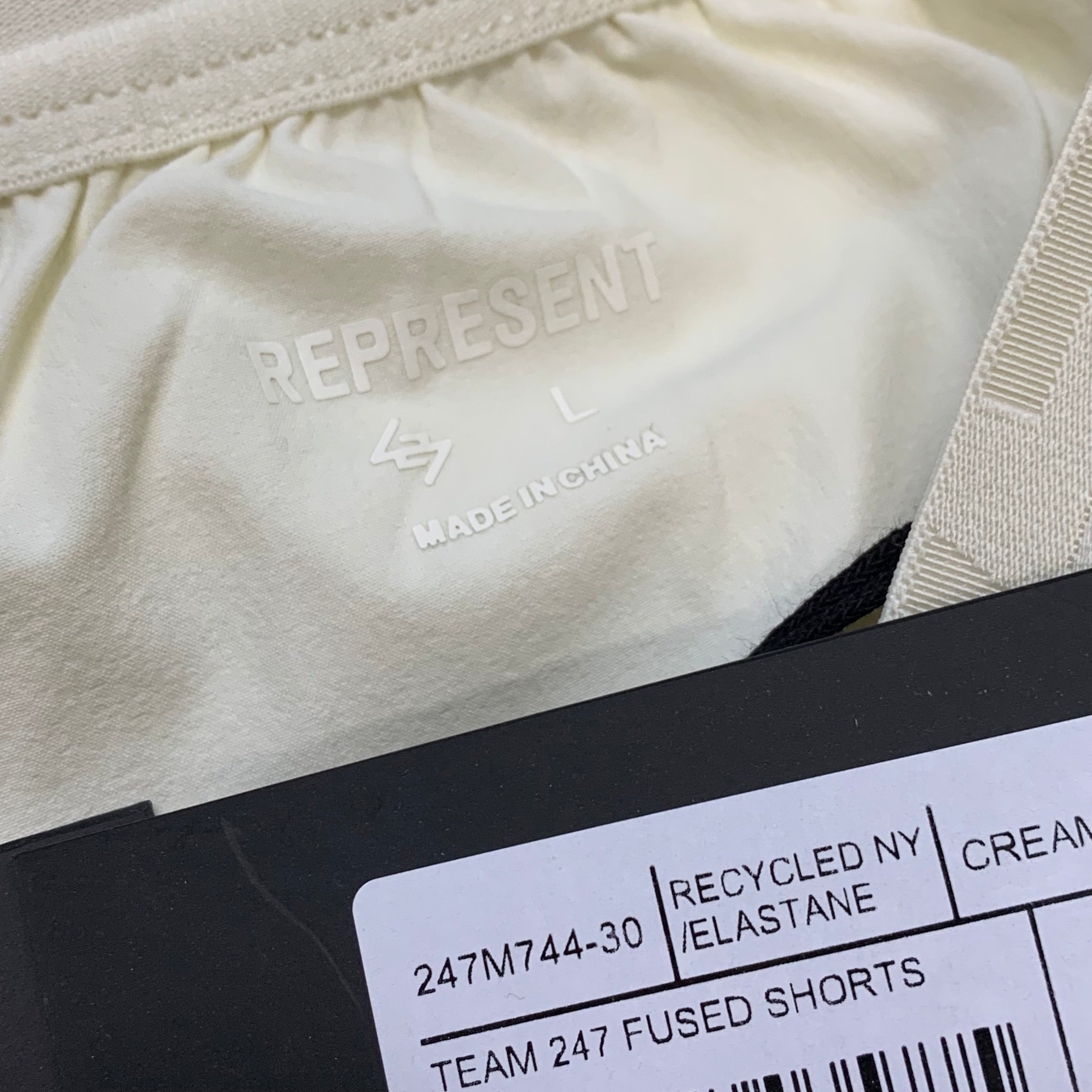 Represent Large Shorts Team 247 Fused Cream White Shorts