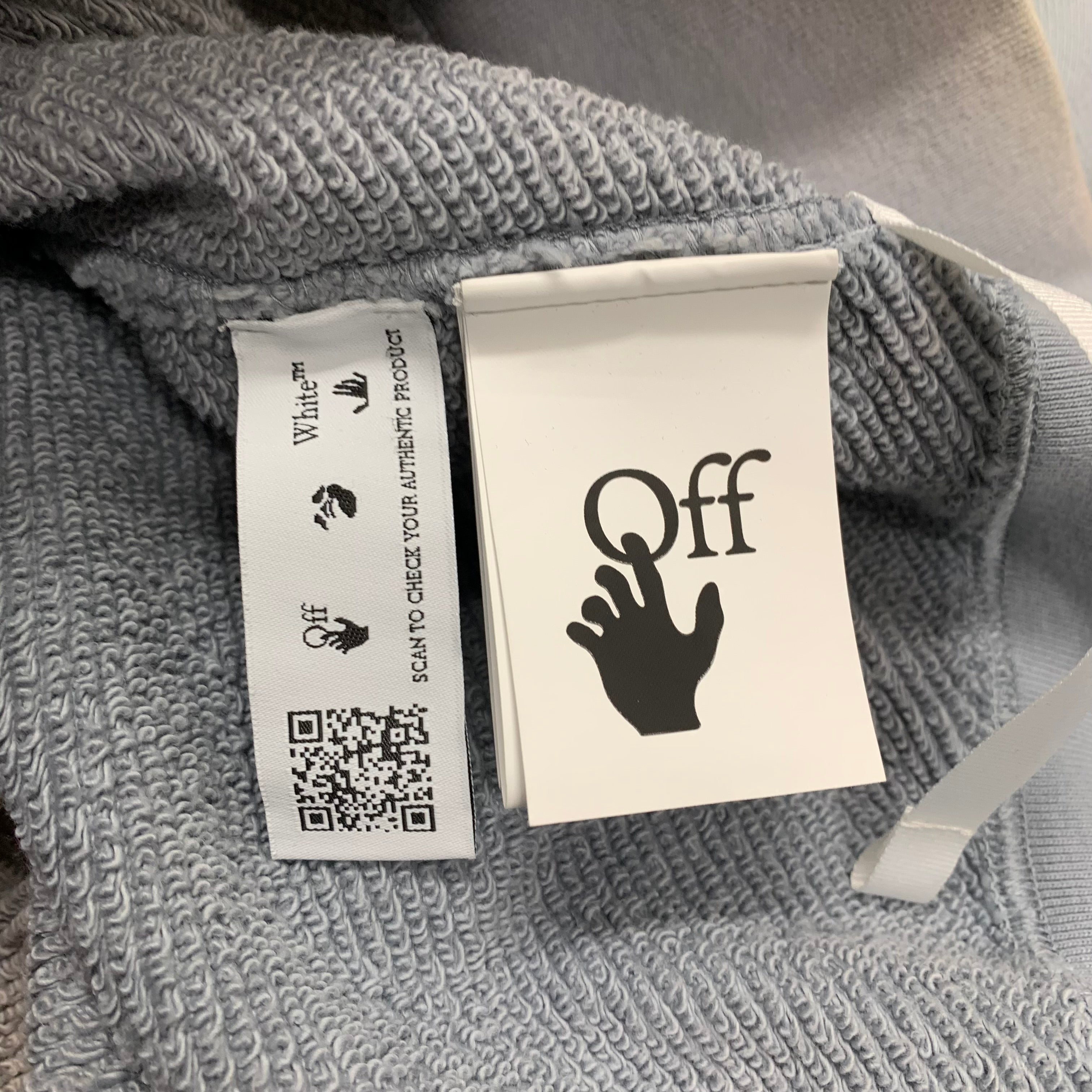 Off White XS Sweatshirt Tie Dye Light Blue Beige Crewneck Virgil Abloh Unisex