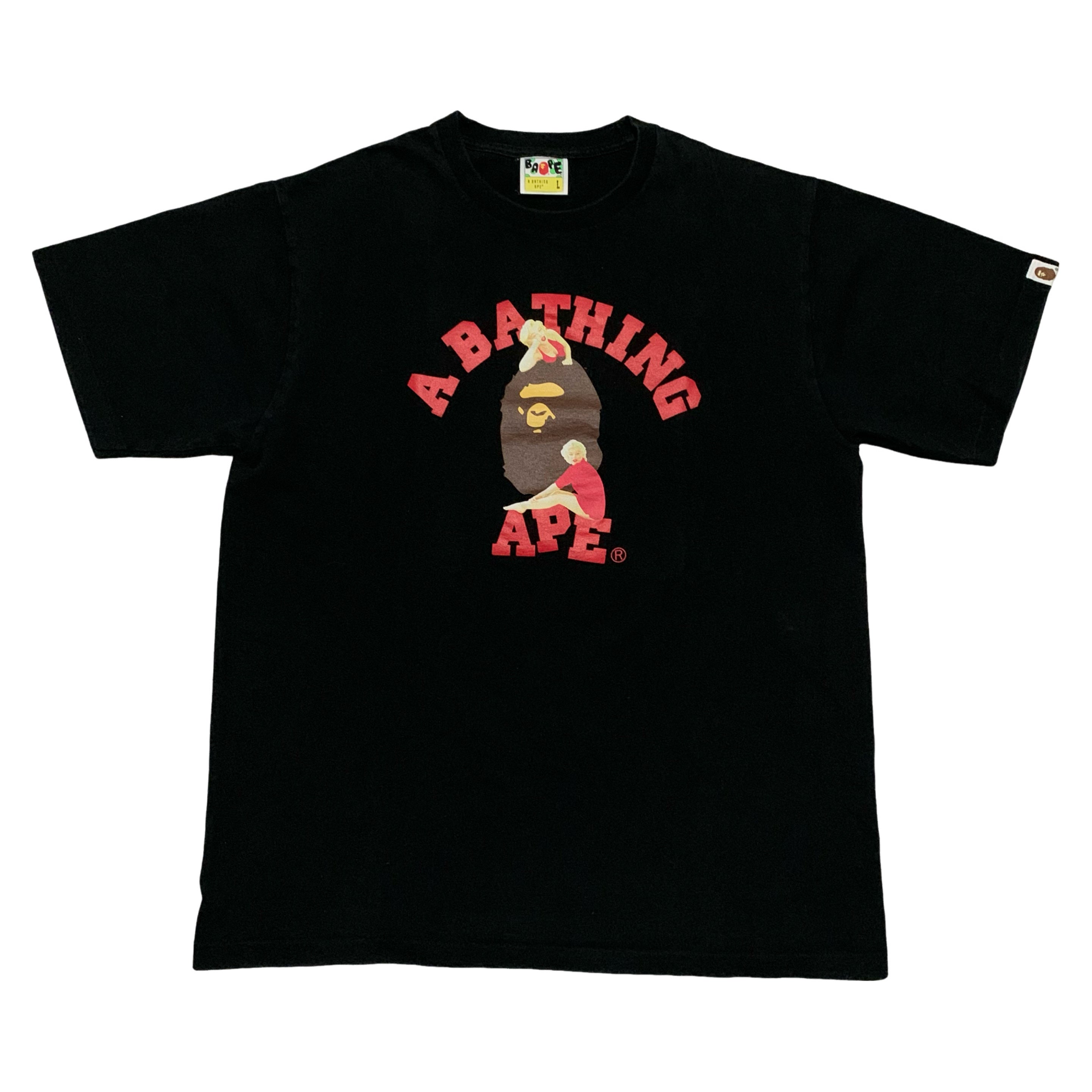 Bape x Marilyn Monroe Large College Black Tee A Bathing Ape 2020