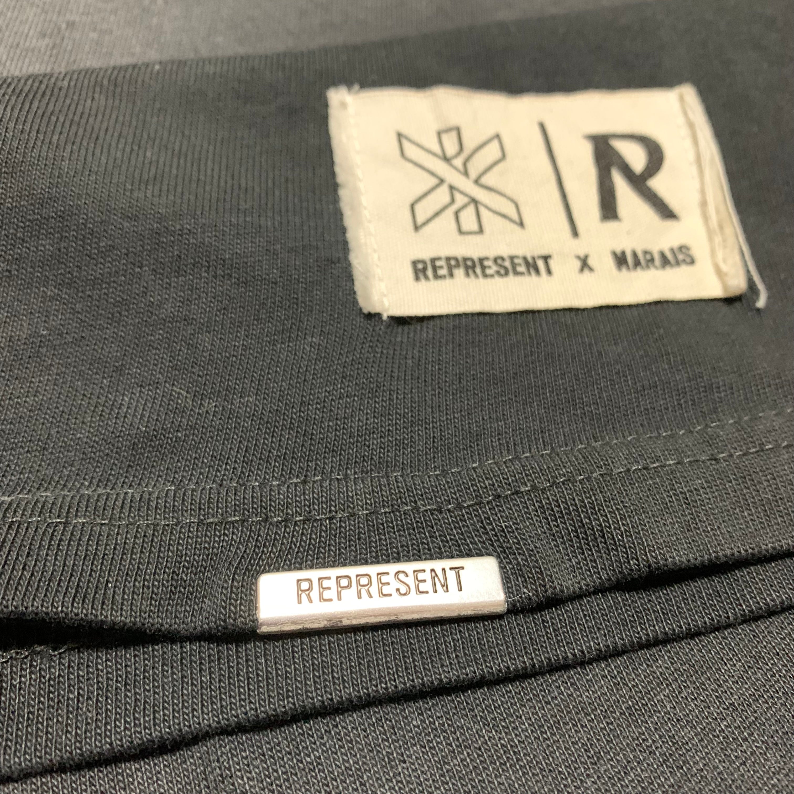 Represent x Marais XXS Logo Lock Up Aged Black Tee Limited Edition