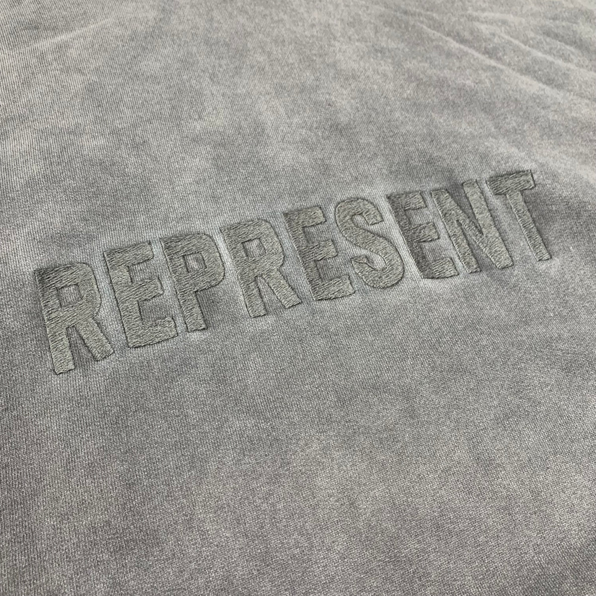 Represent Large Hoodie Embroidered Vintage Grey Hoodie