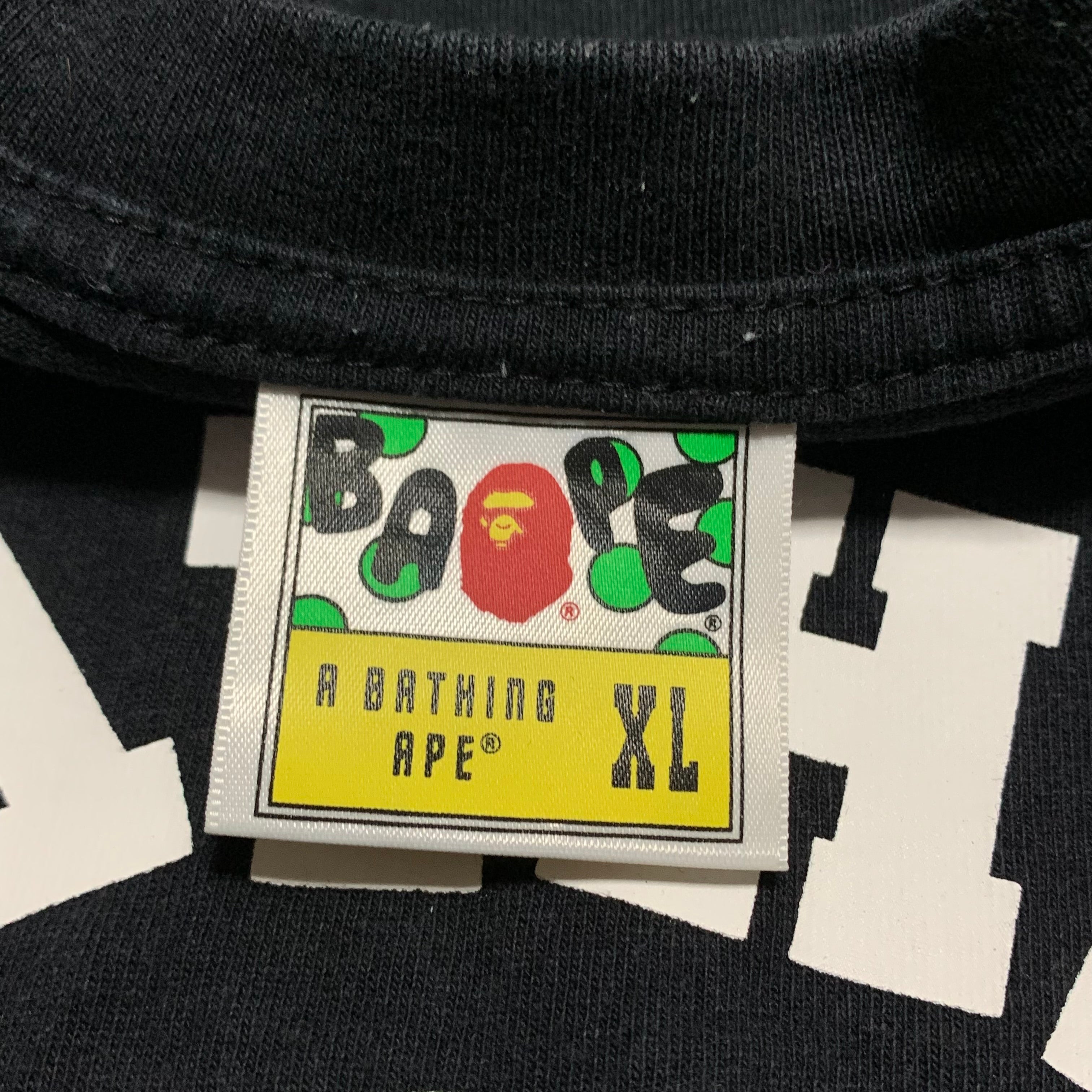 Bape XL College Check Black Tee A Bathing Ape