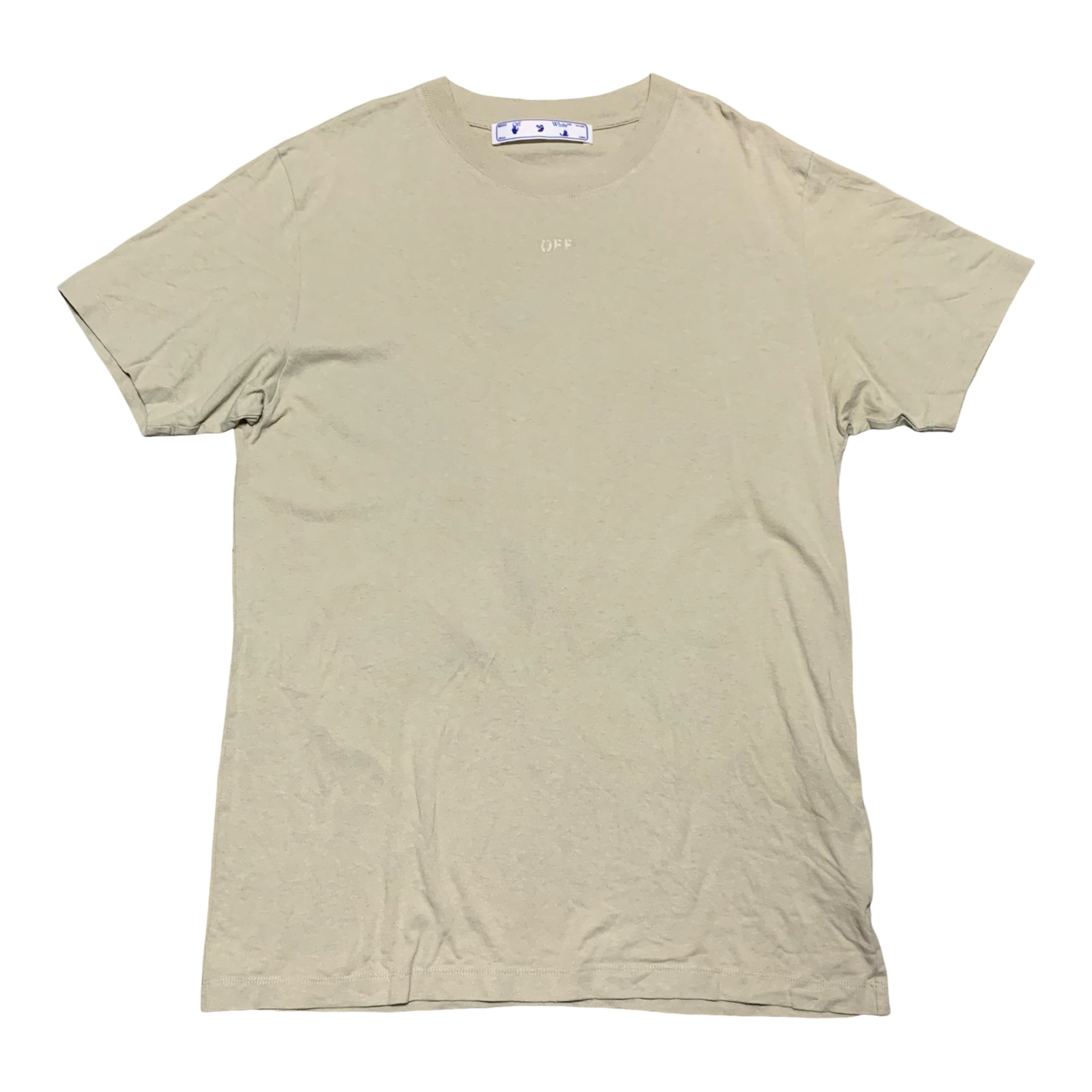 Off White Large Arrows Tab Beige Khaki Tee Virgil Abloh