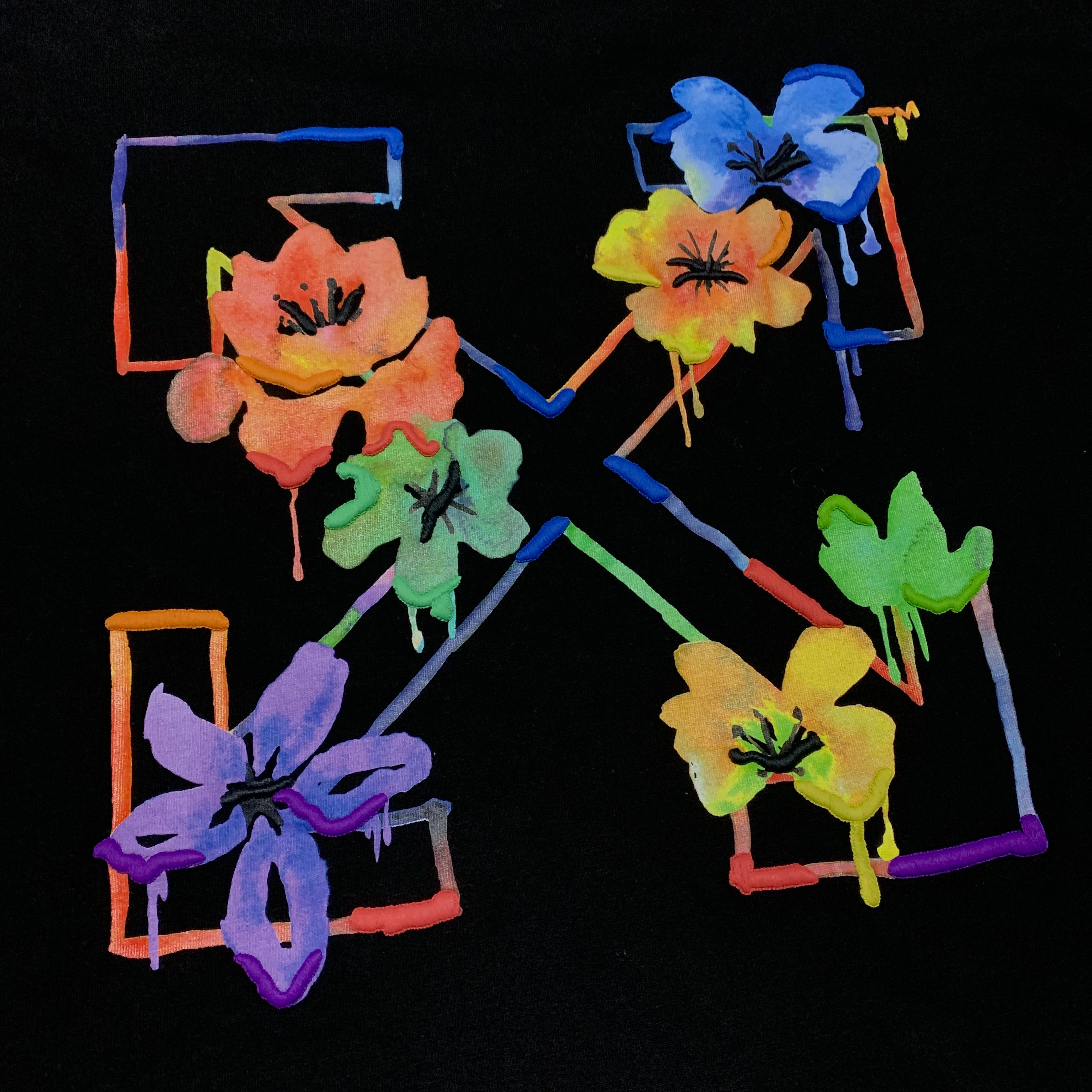 Off White Medium Flower Arrows Black Tee Virgil Abloh