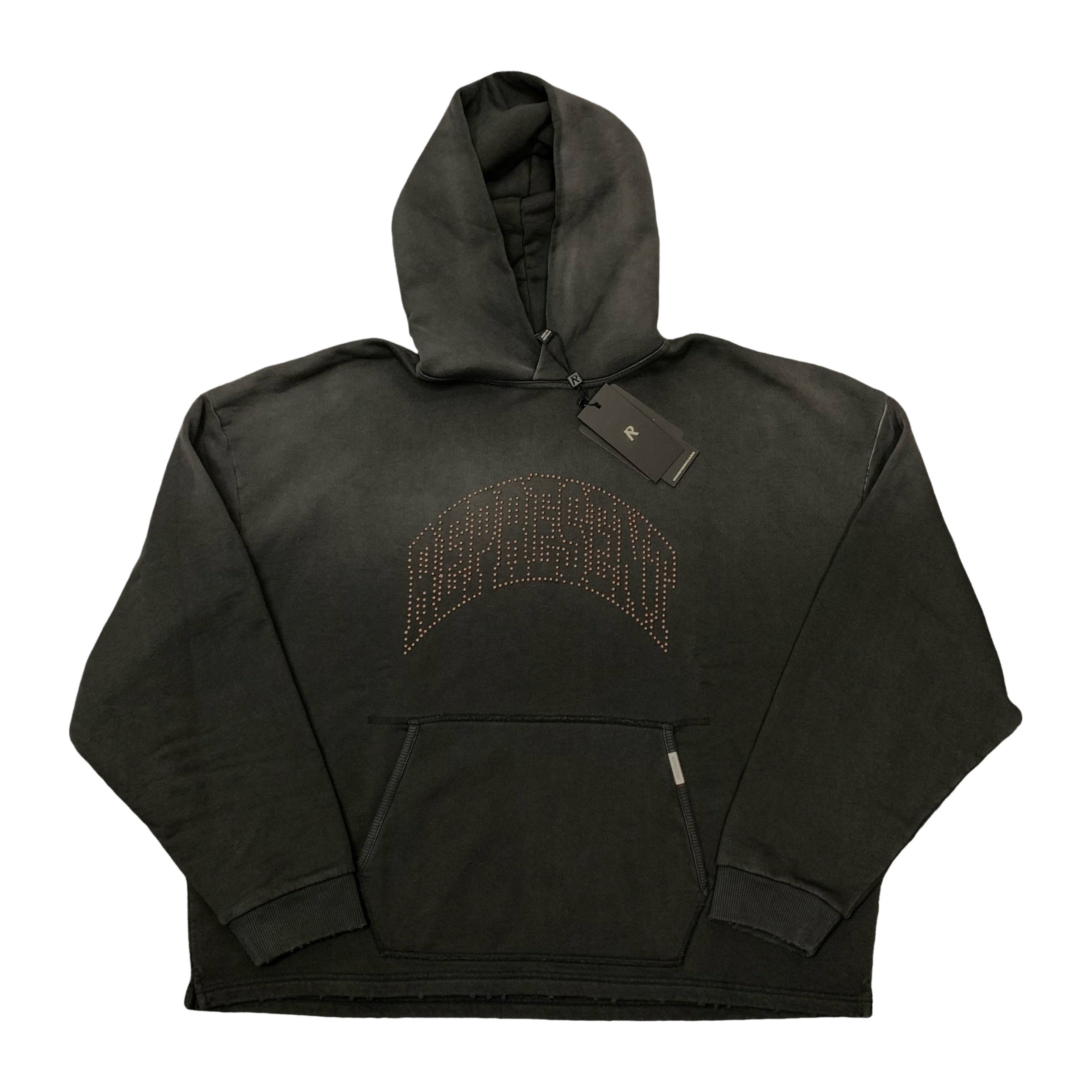 Represent Small Hoodie Embellished Stained Black Hoodie (RRP £180)