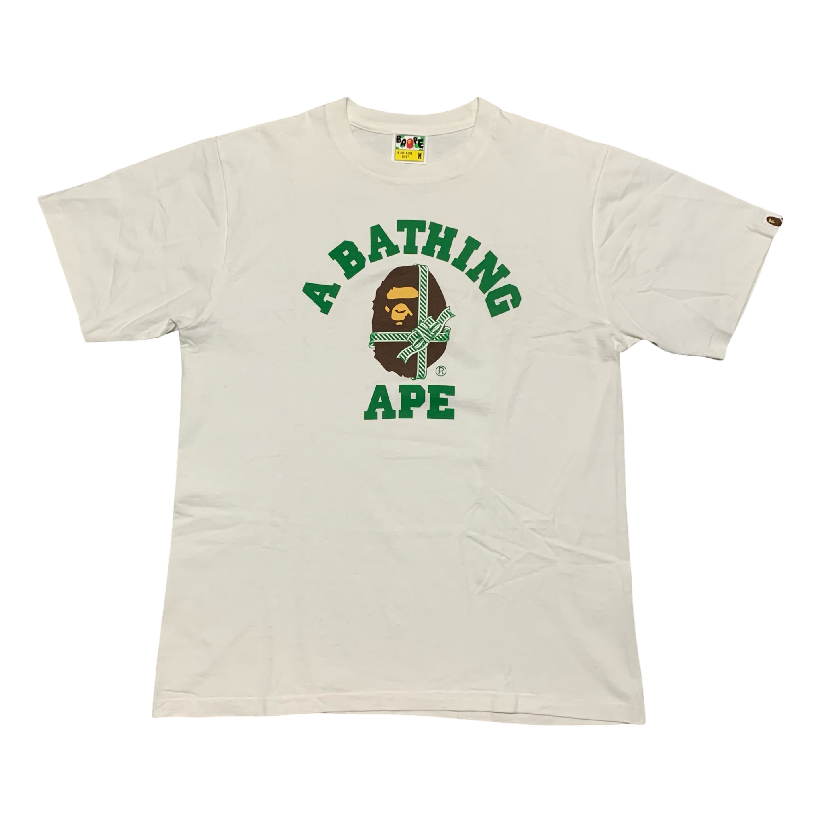Bape Medium Christmas College White Tee A Bathing Ape