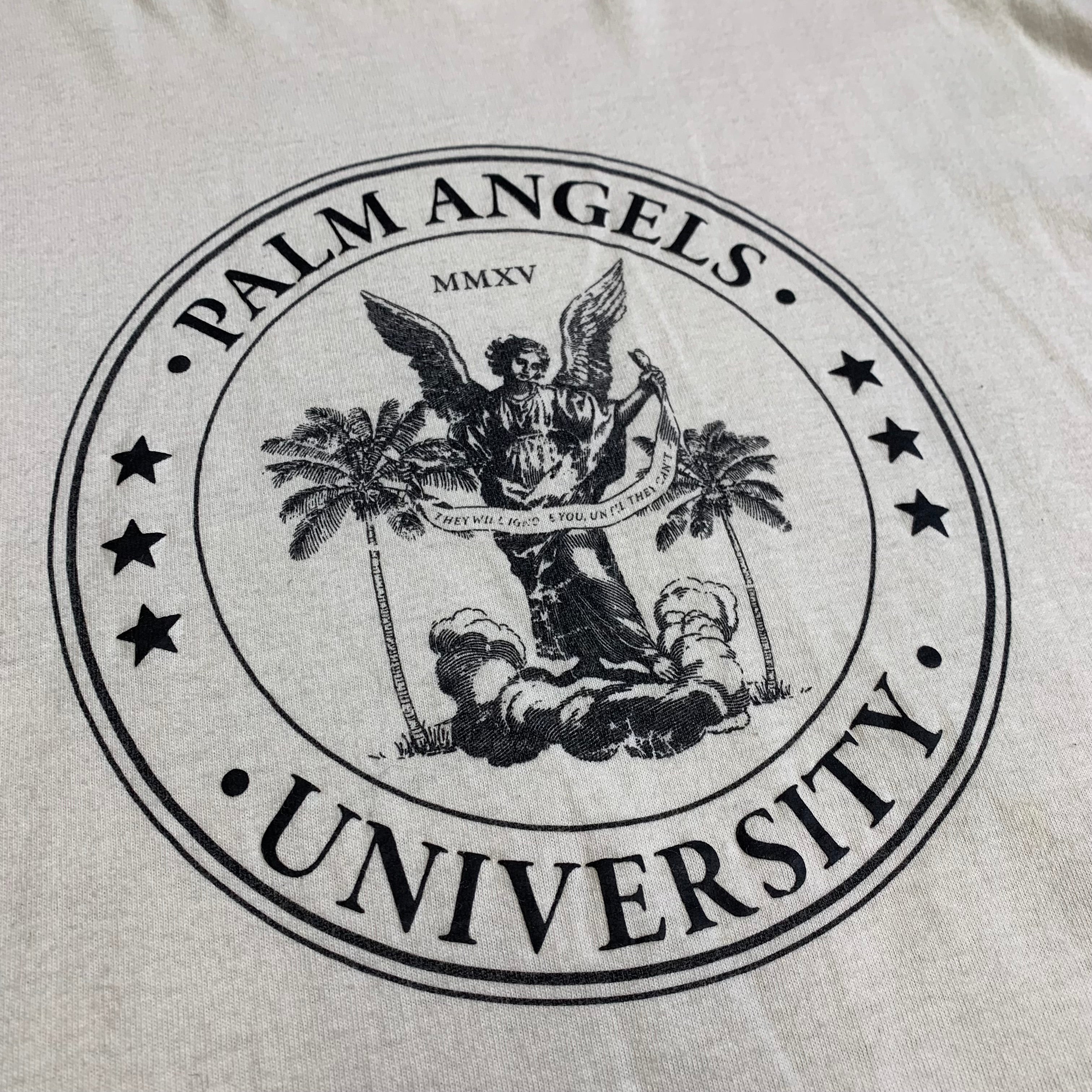 Palm Angels Small Tee College Crew White T-Shirt Oversized Fit Unisex