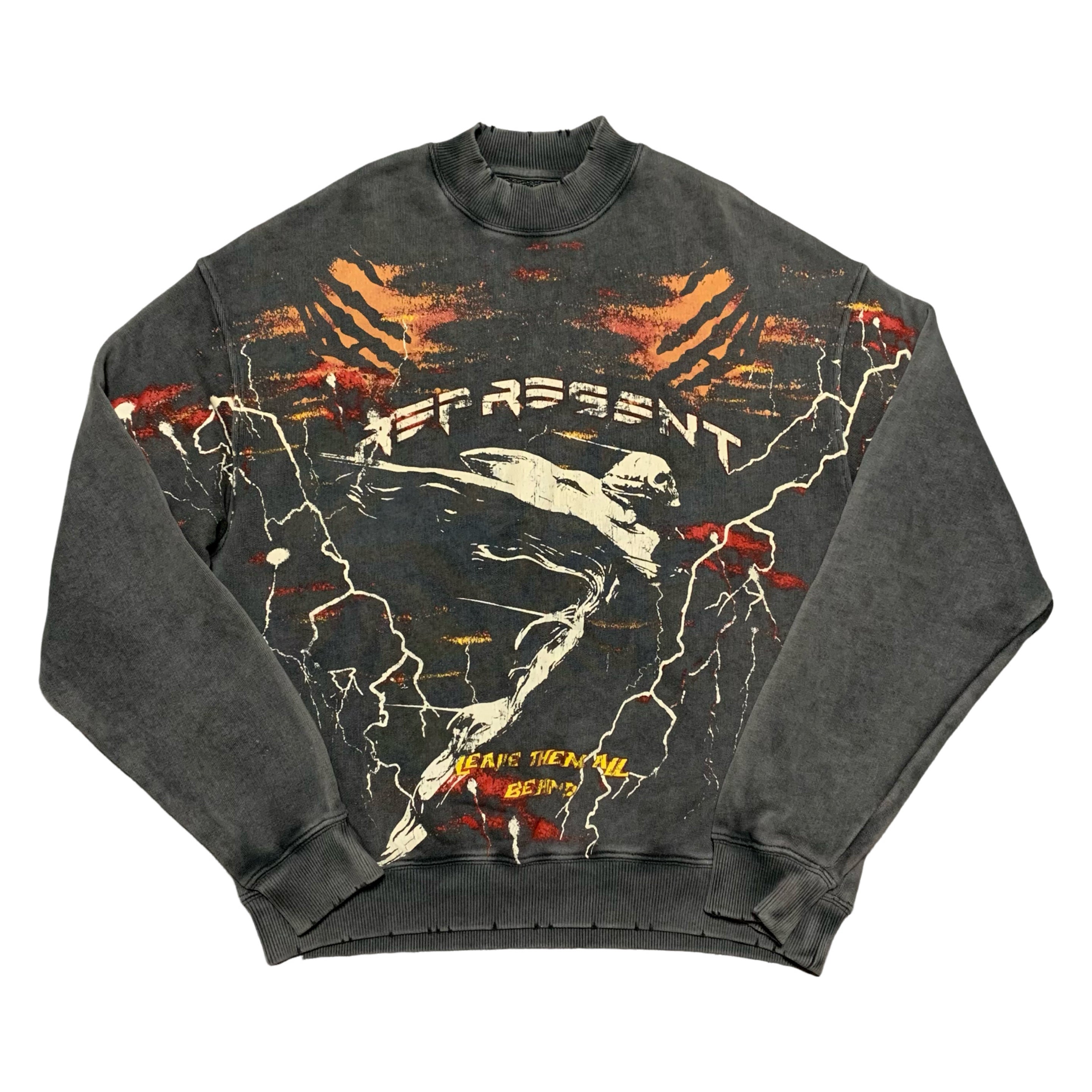 Represent XS Spirit Angel Vintage Grey Sweater Sweatshirt Crewneck