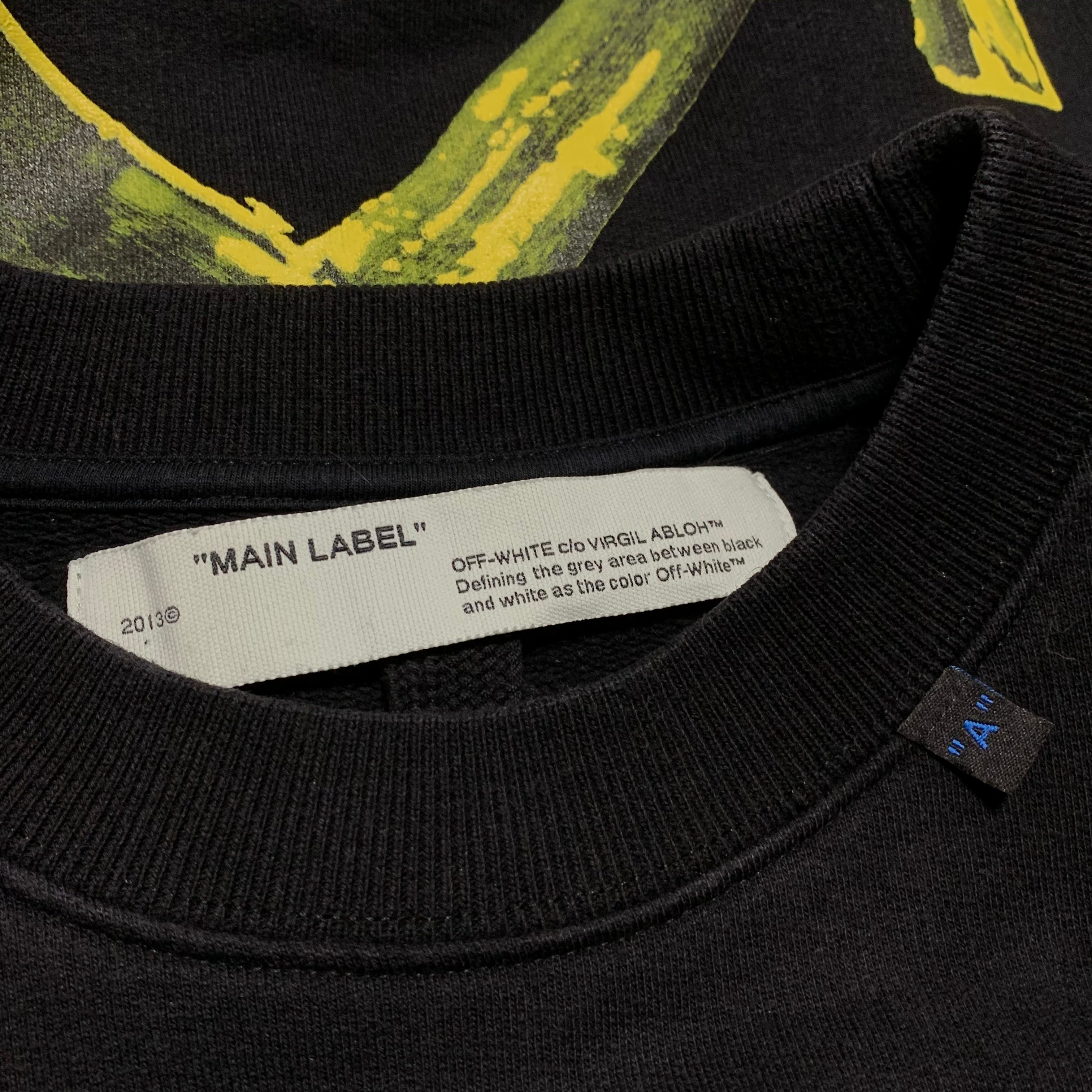 Off White Medium Acrylic Arrows Black Sweatshirt Crewneck Virgil Abloh Yellow Graphic