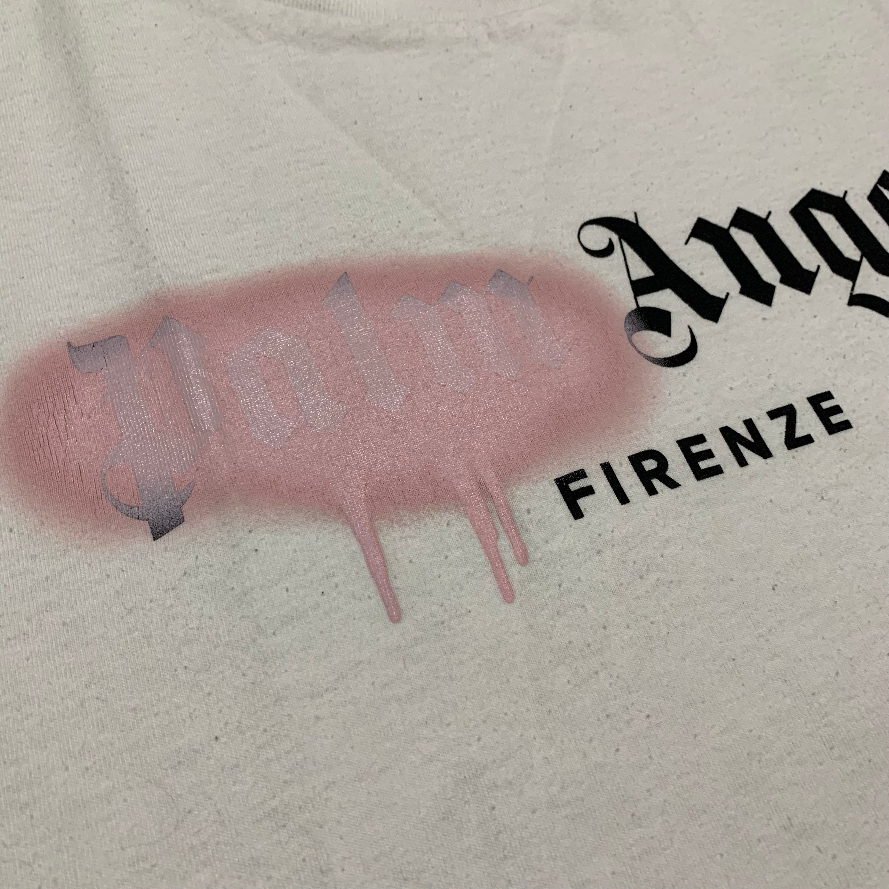 Palm Angels Small Firenze Sprayed White Tee