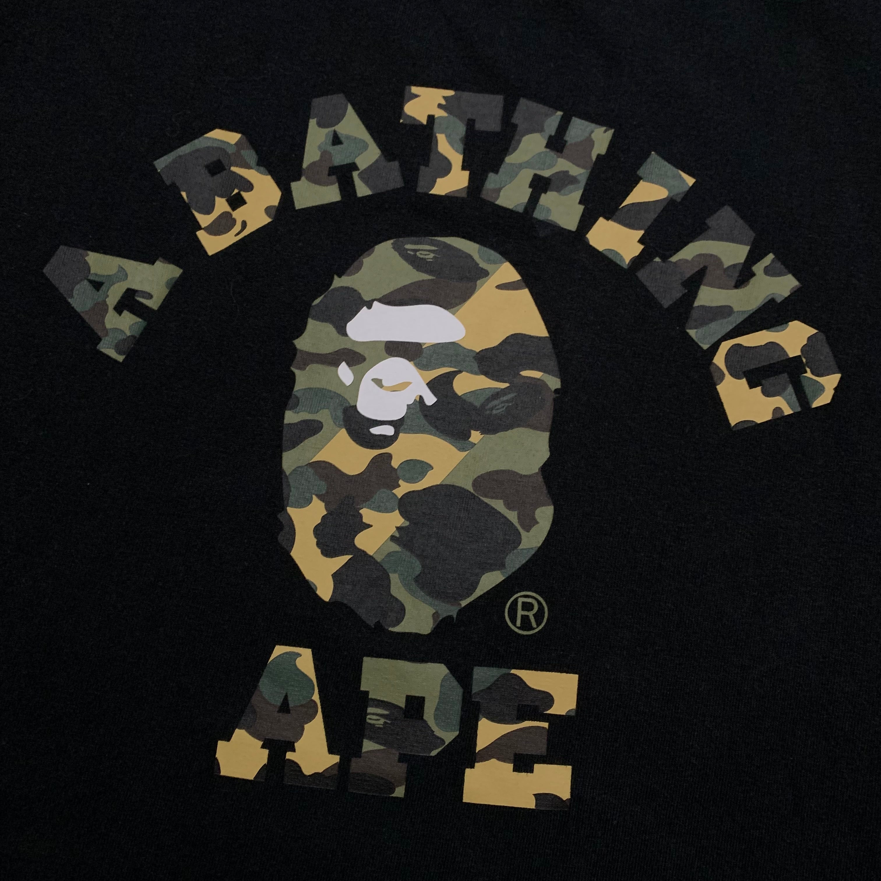 Bape XL College 1st Mix Camo Black Tee A Bathing Ape