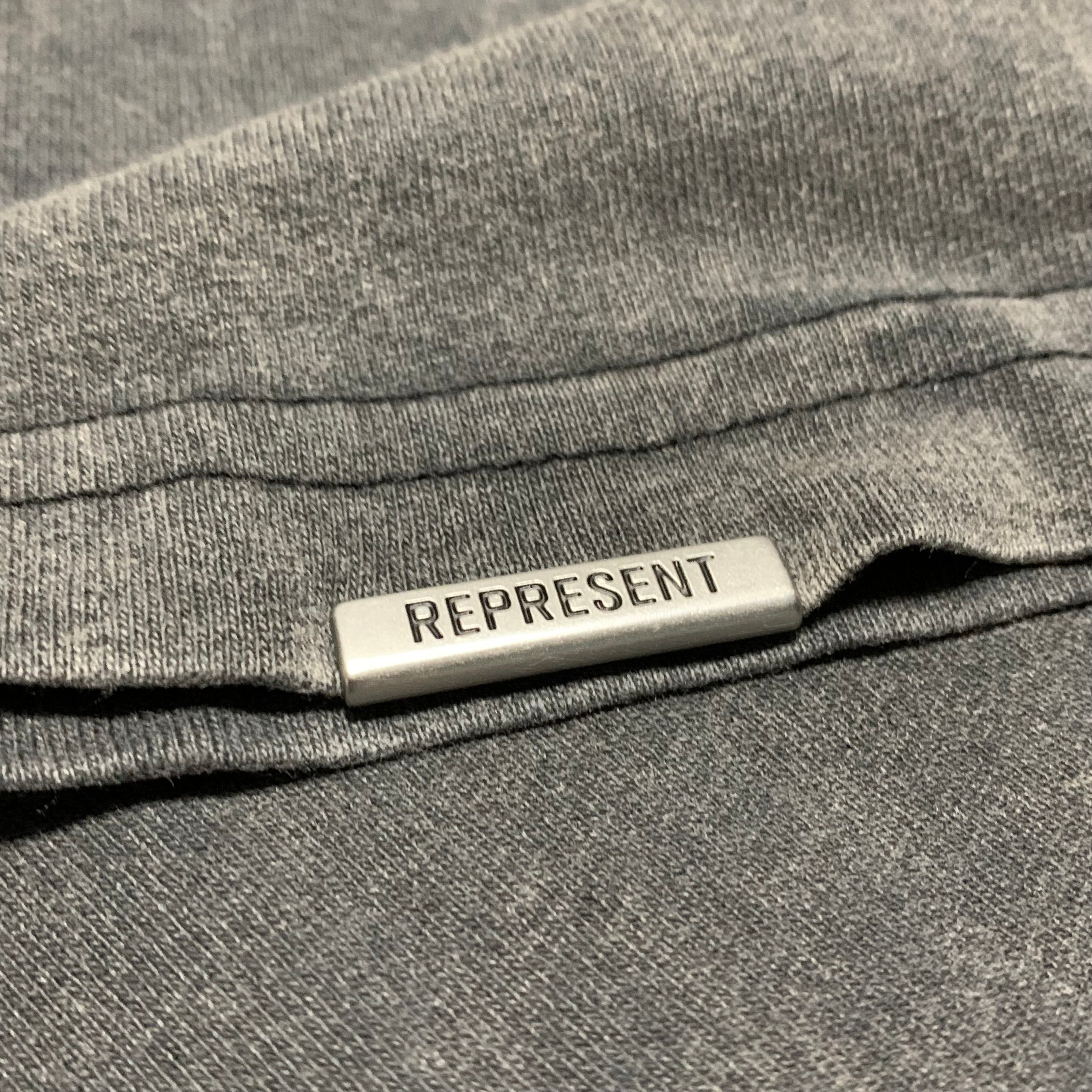 Represent Small Arched Logo Vintage Grey Tee