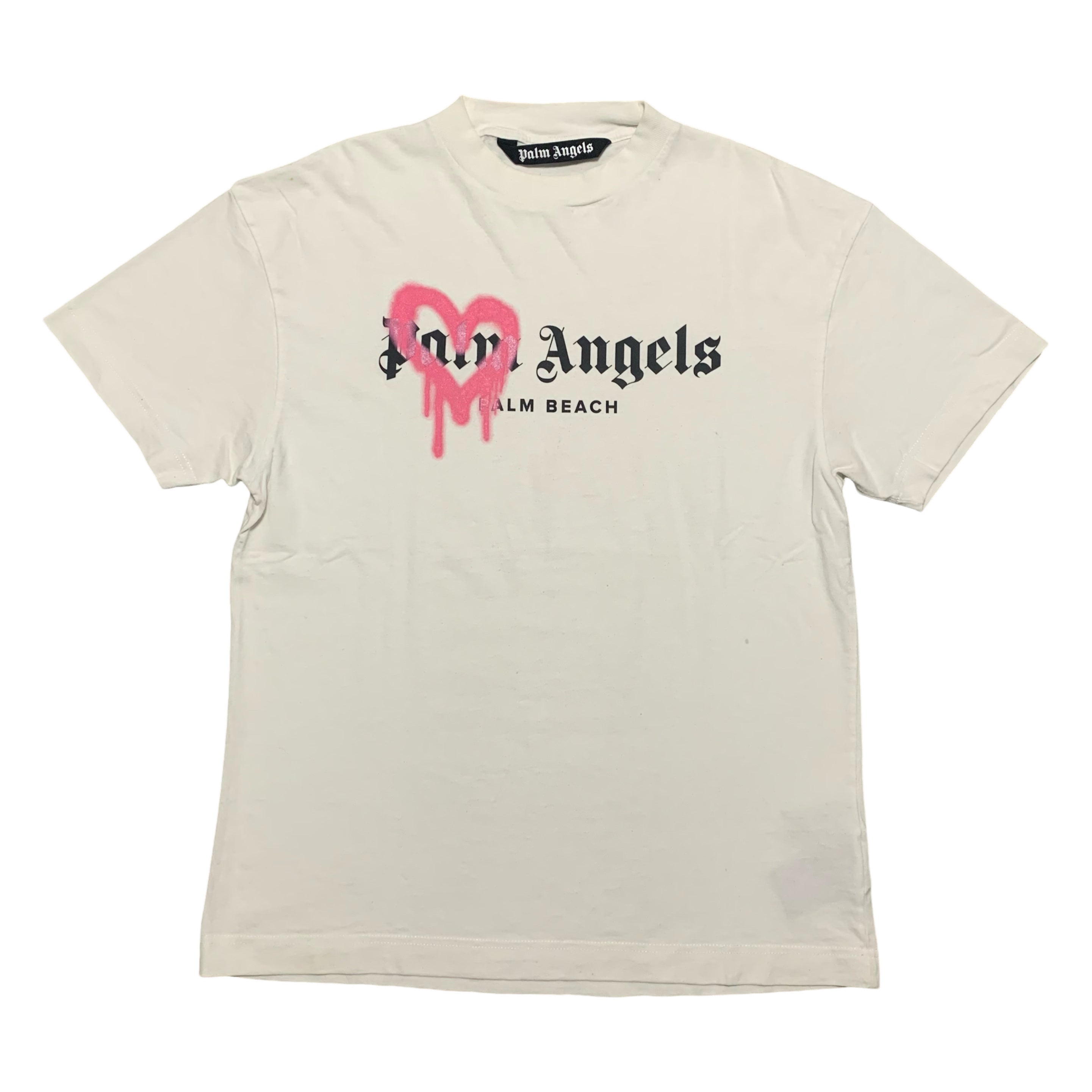 Palm Angels Medium Palm Beach Sprayed Heart White Tee