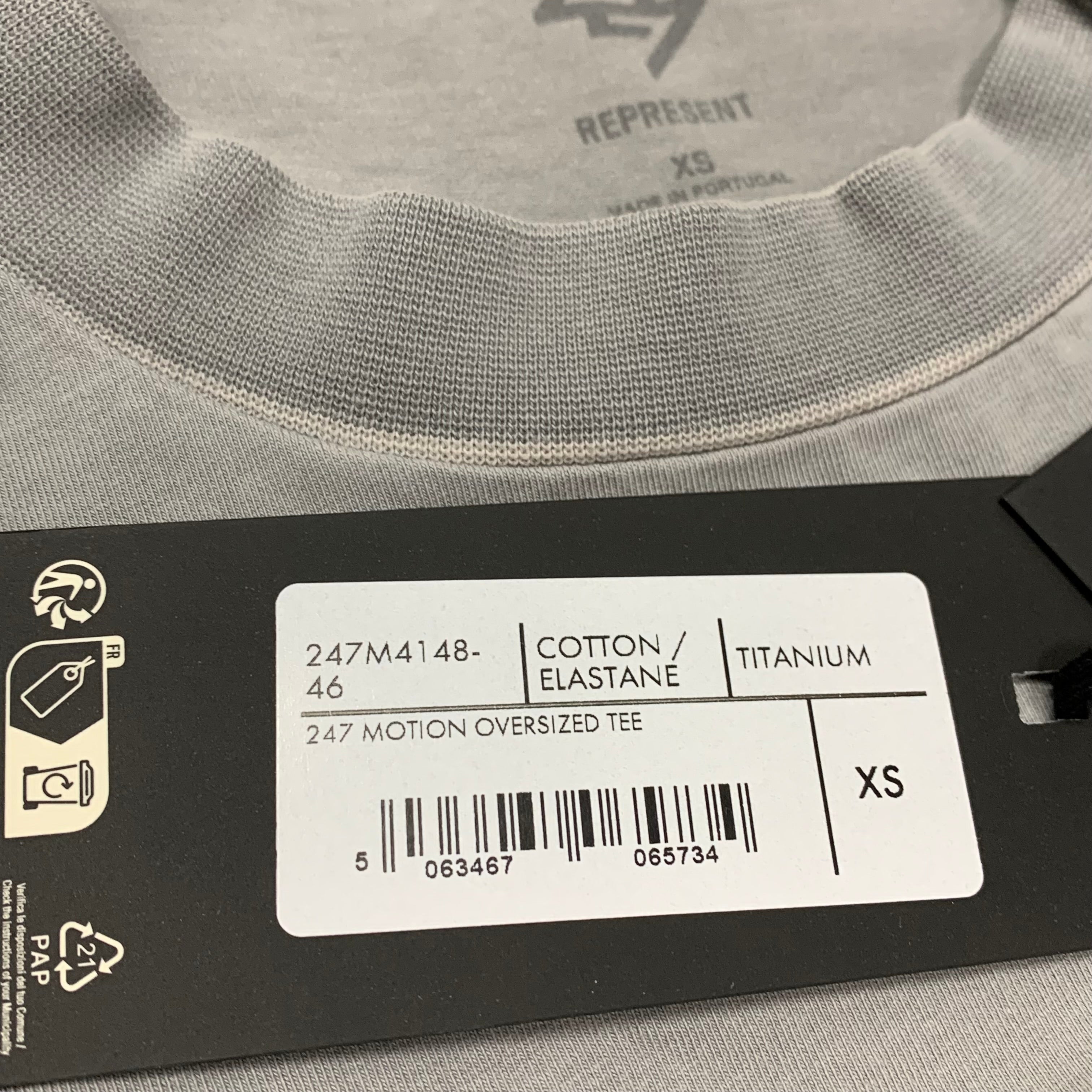 Represent XS Tee 247 Motion Titanium Grey Oversized T-Shirt