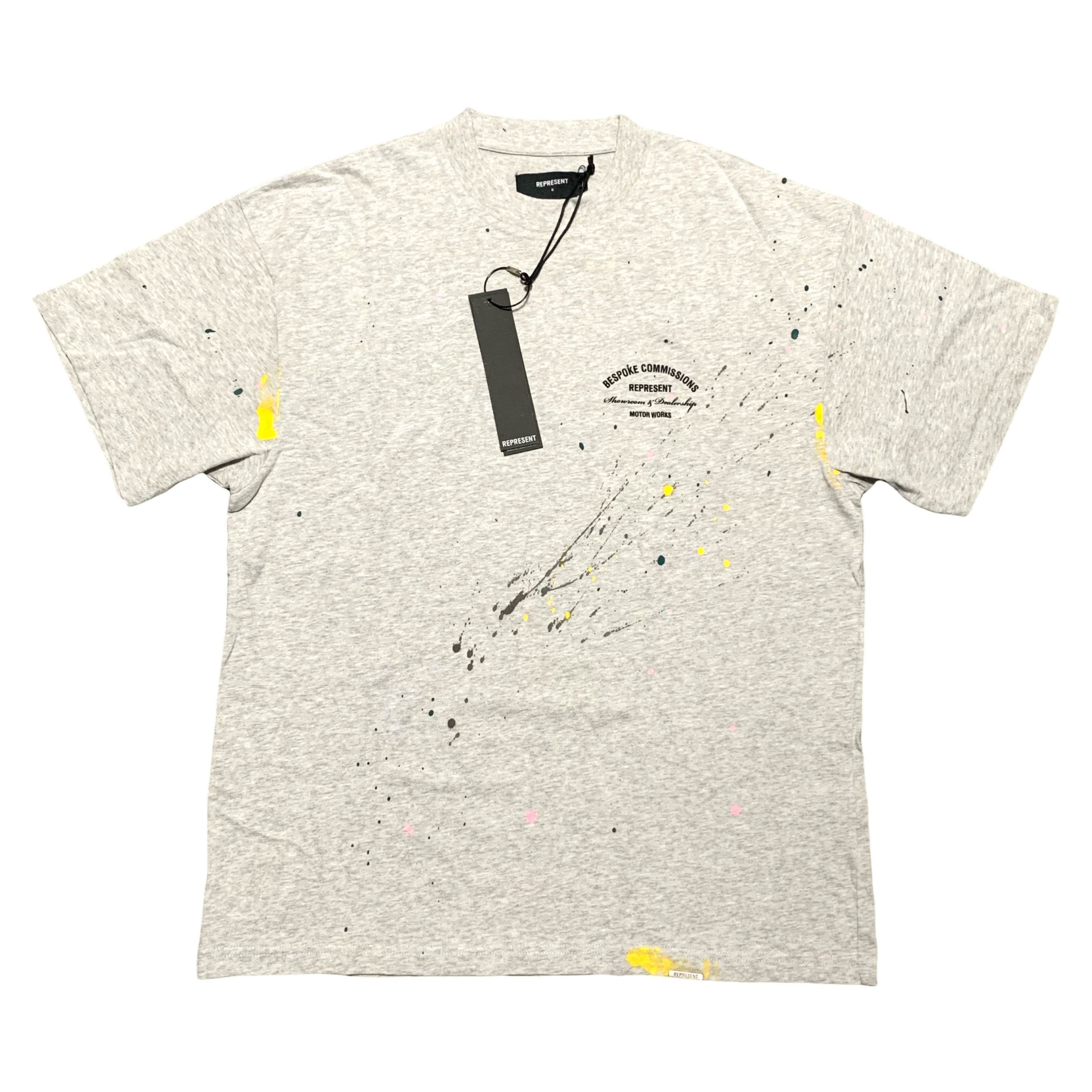 Represent Small Bespoke Commissions Grey Tee Paint Splatter