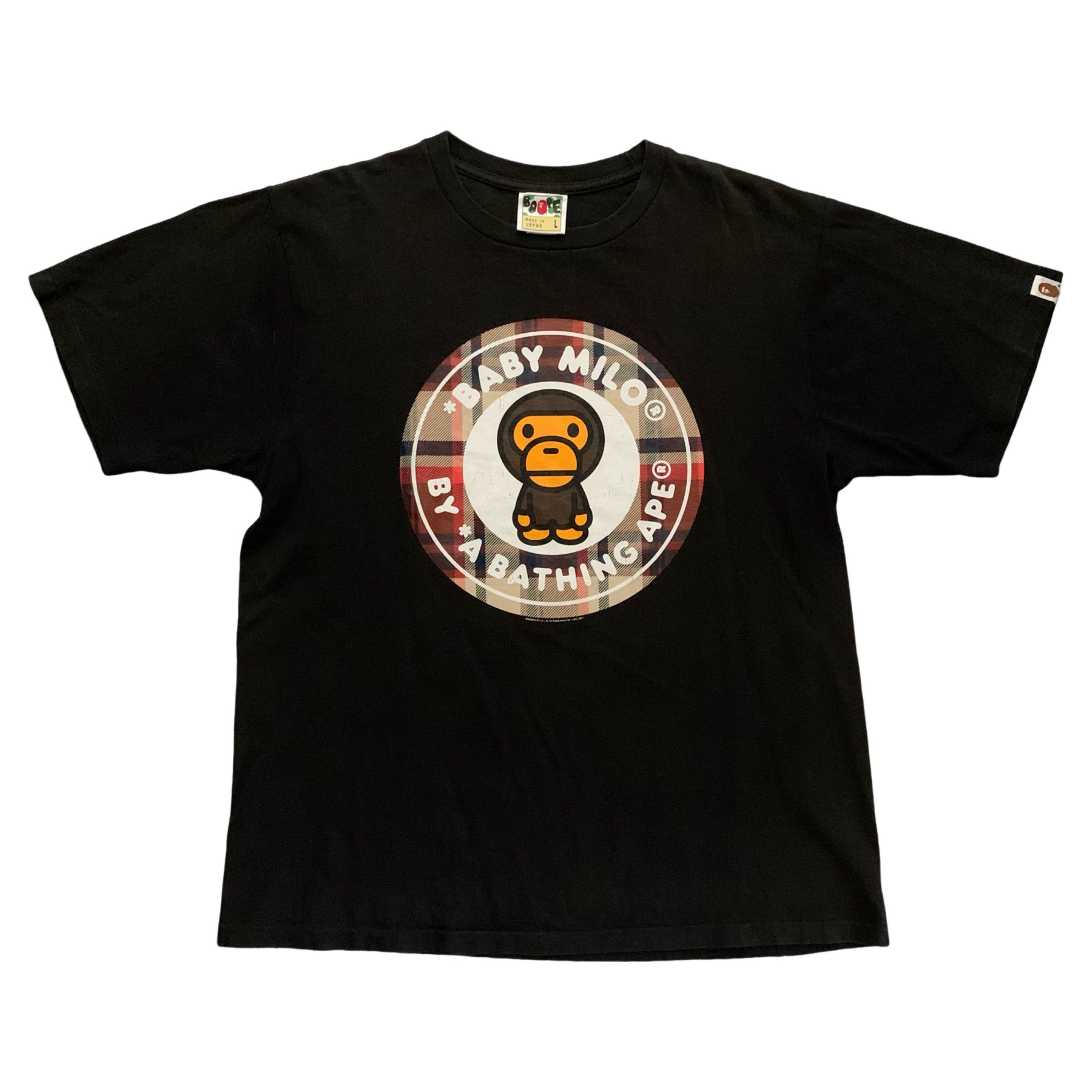 Bape Large Baby Milo Tartan Black Tee A Bathing Ape 2011