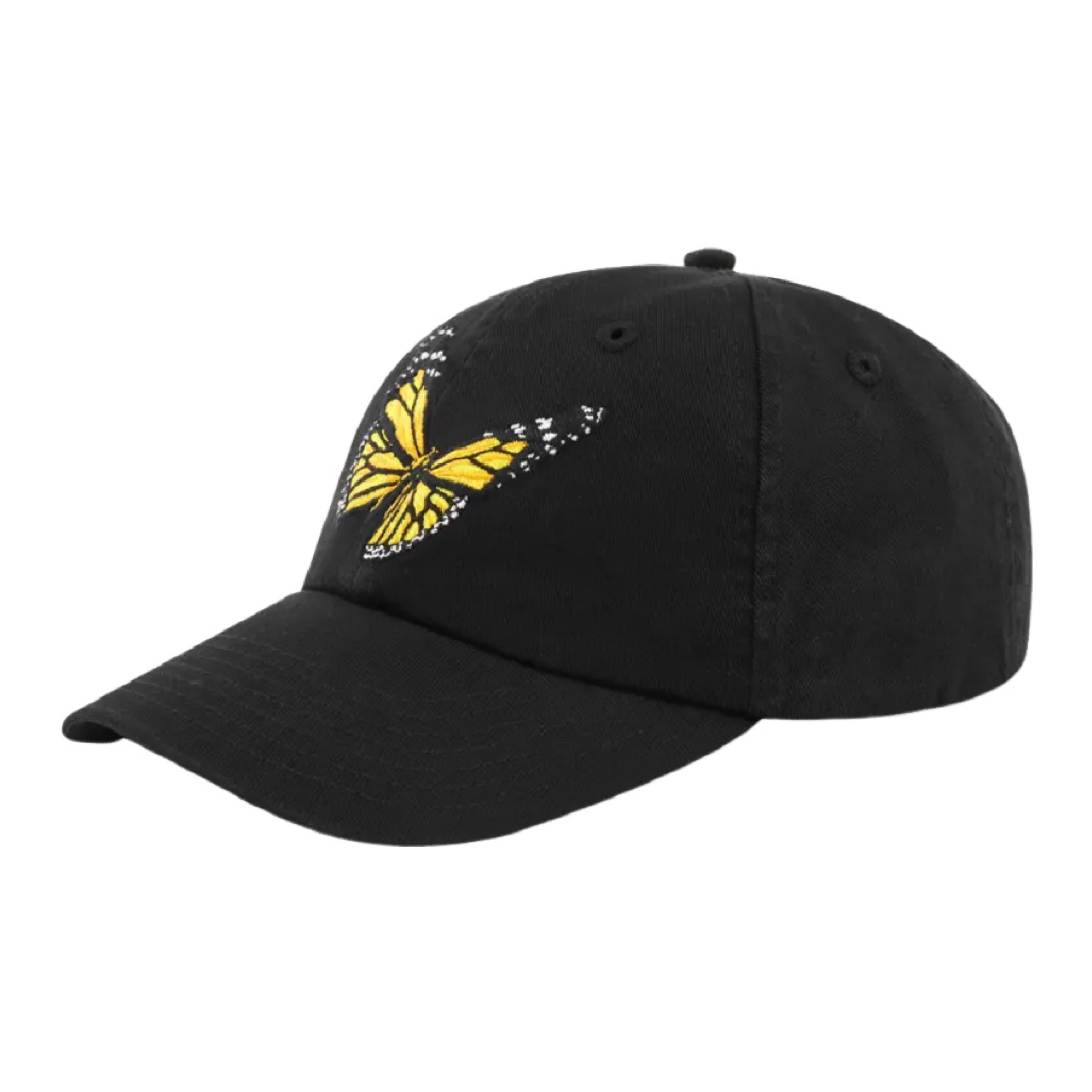 Palm Angels Cap Butterfly Embroidery Black Baseball Cap Hat