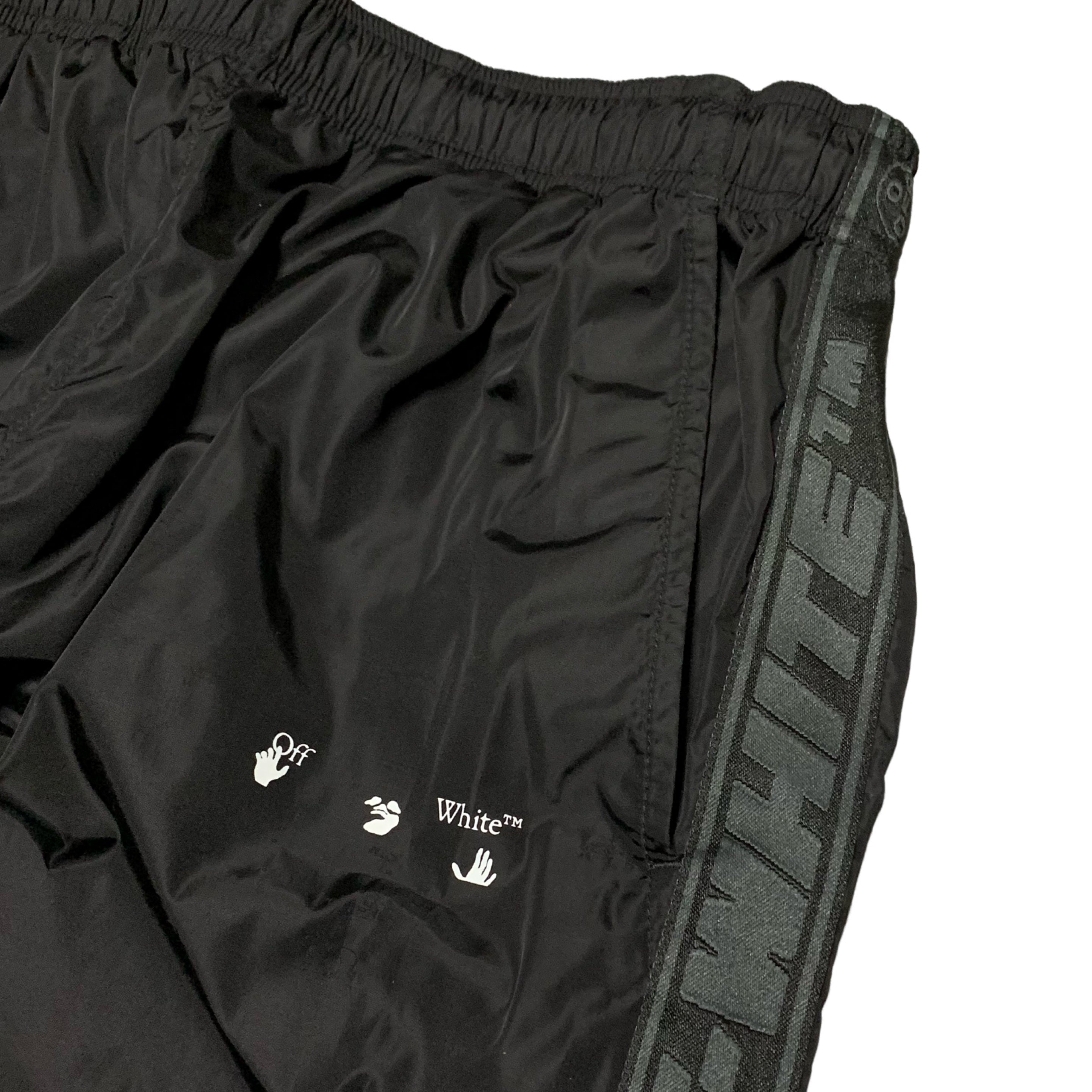 Off White Medium Track Pants Tape Black Nylon Black Bottoms Virgil Abloh