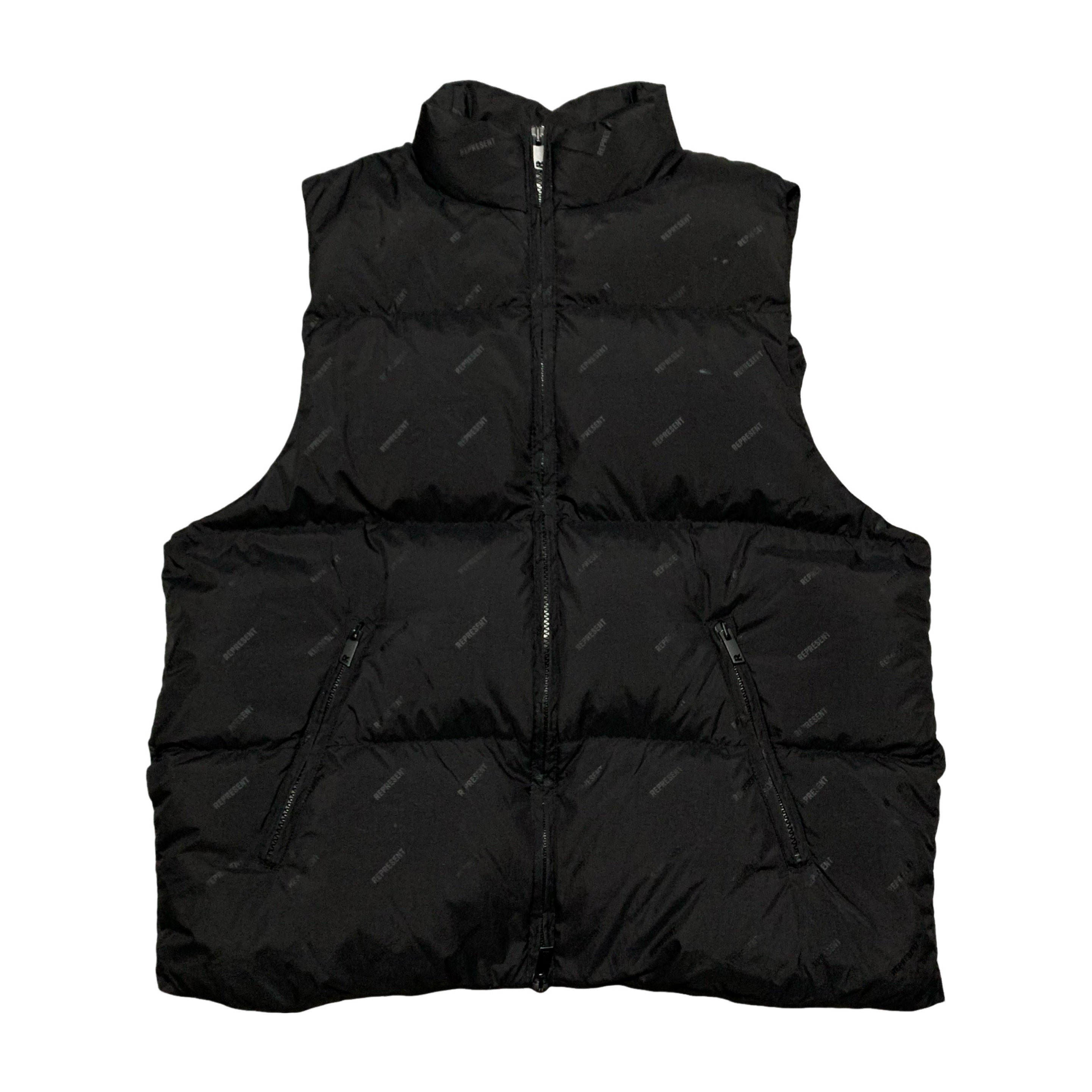 Represent Small Puffer Gilet Vest Black All Over Logo 2022