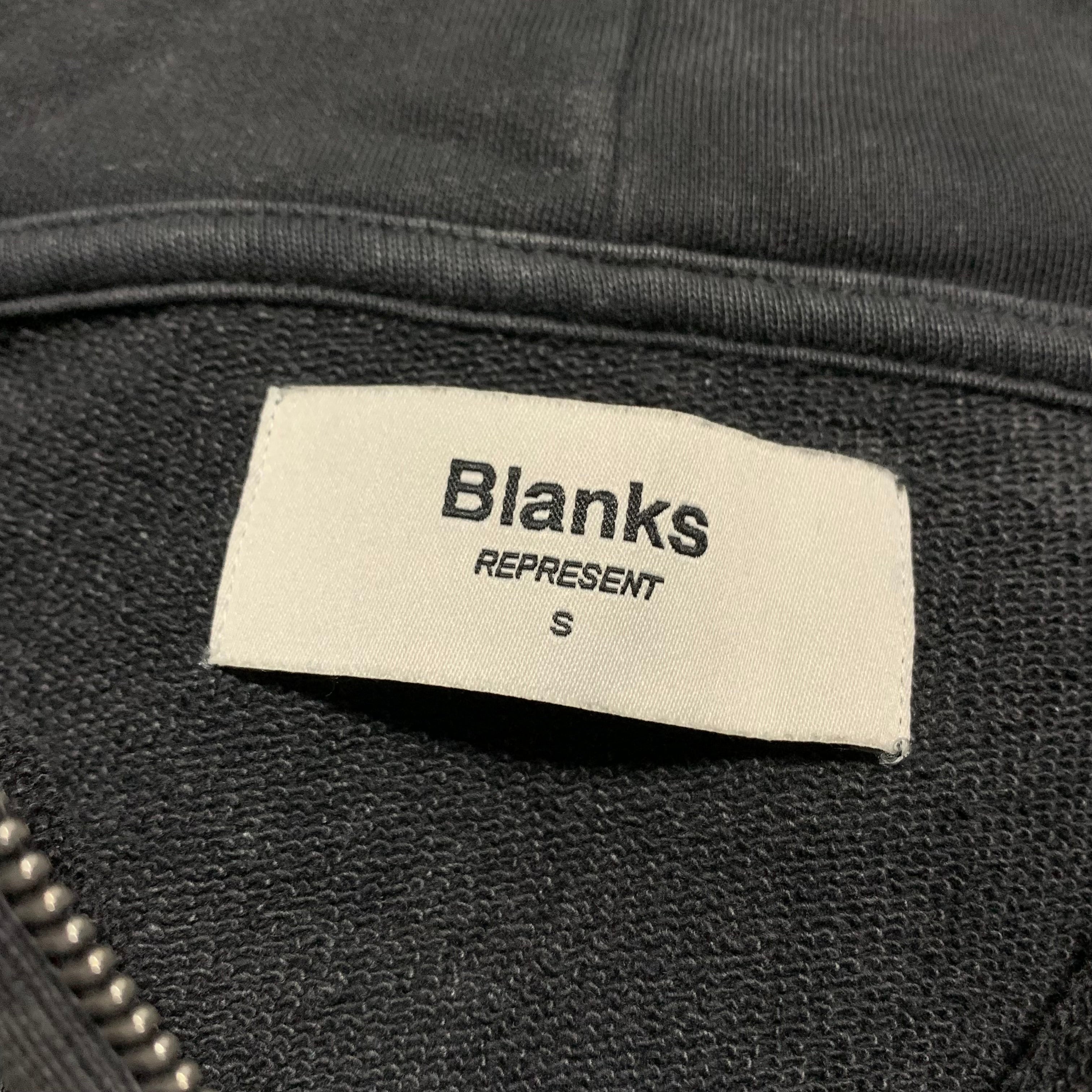 Represent Small Blanks Hoodie Zip Vintage Grey Distressed