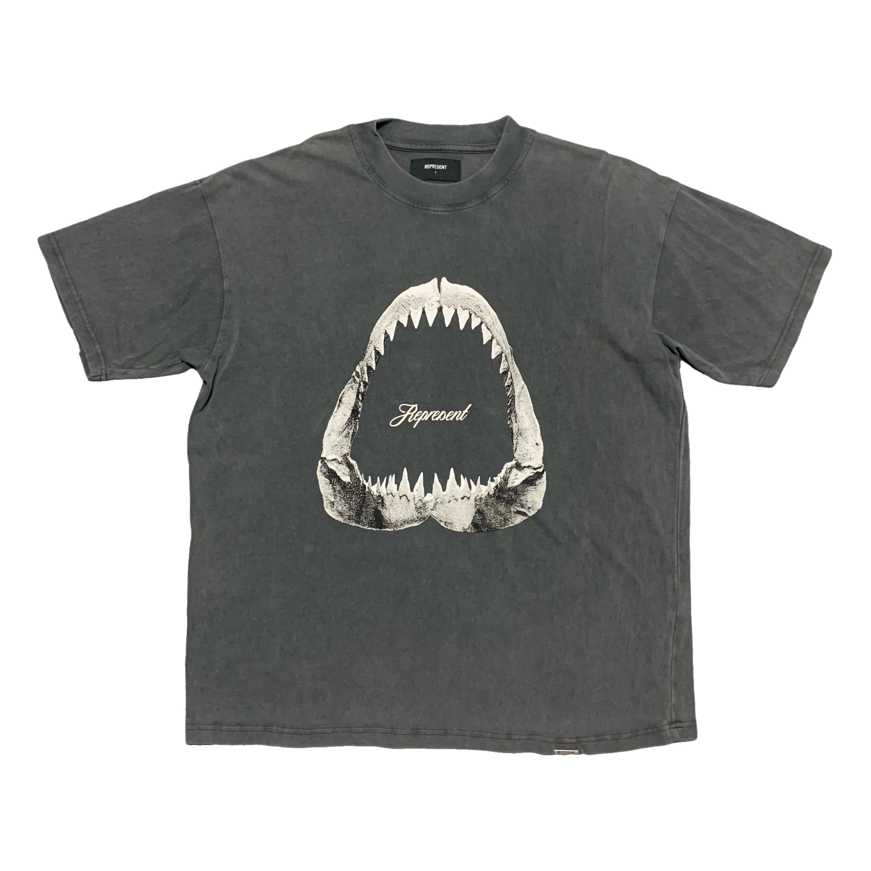 Represent Small JAWS Vintage Grey Oversized Tee Shark