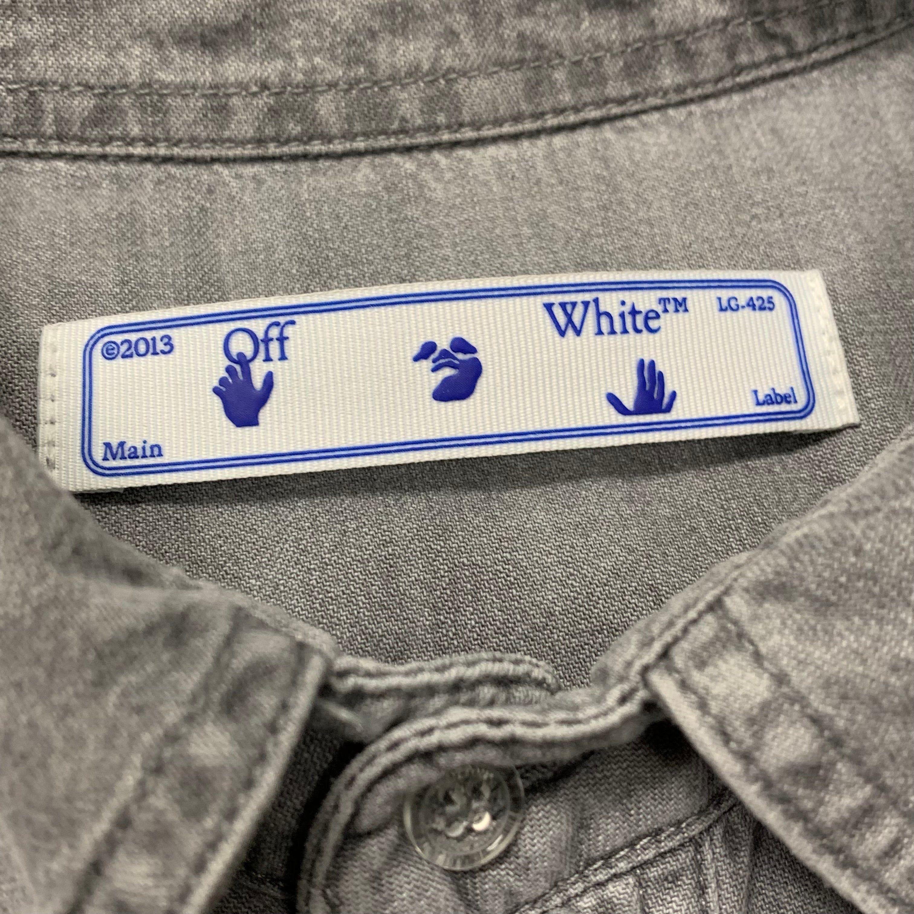 Off White Large Shirt Denim Blue Washed Long Sleeve Top Virgil Abloh