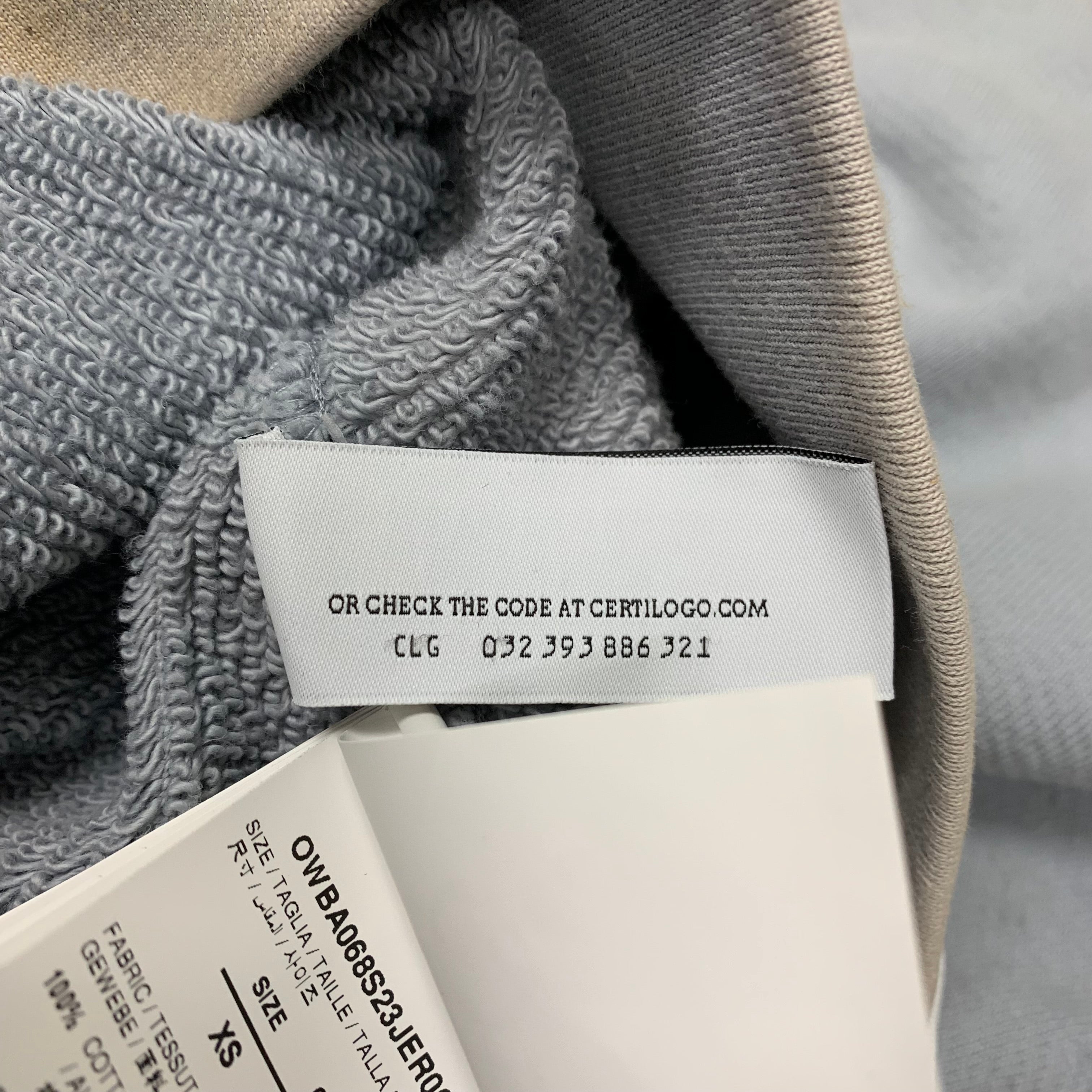 Off White XS Sweatshirt Tie Dye Light Blue Beige Crewneck Virgil Abloh Unisex