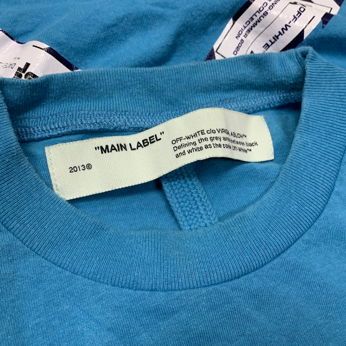Off White Large Tee Airport Arrows Blue T-Shirt Virgil Abloh