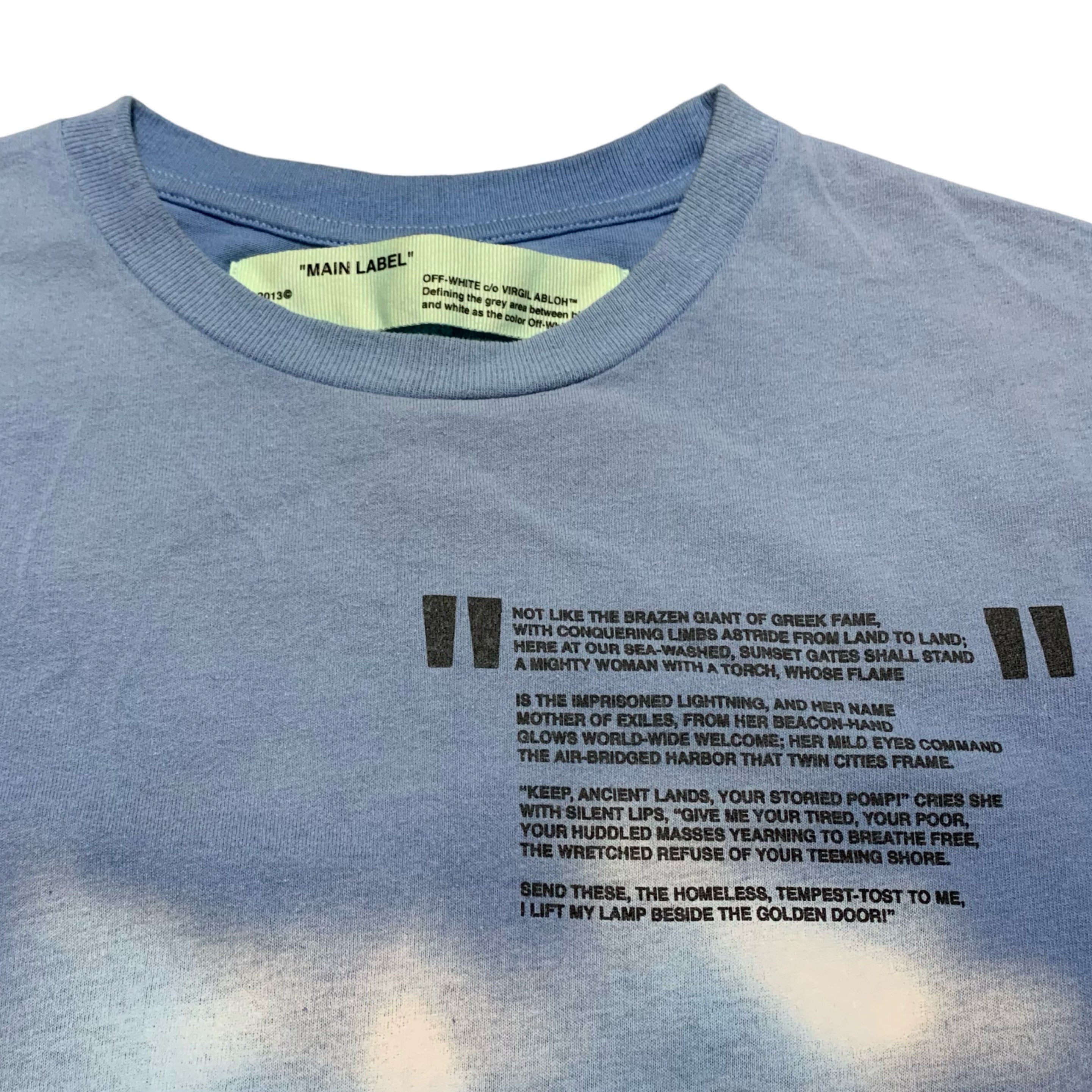 Off White XS Statue of Liberty Blue Tee Virgil Abloh