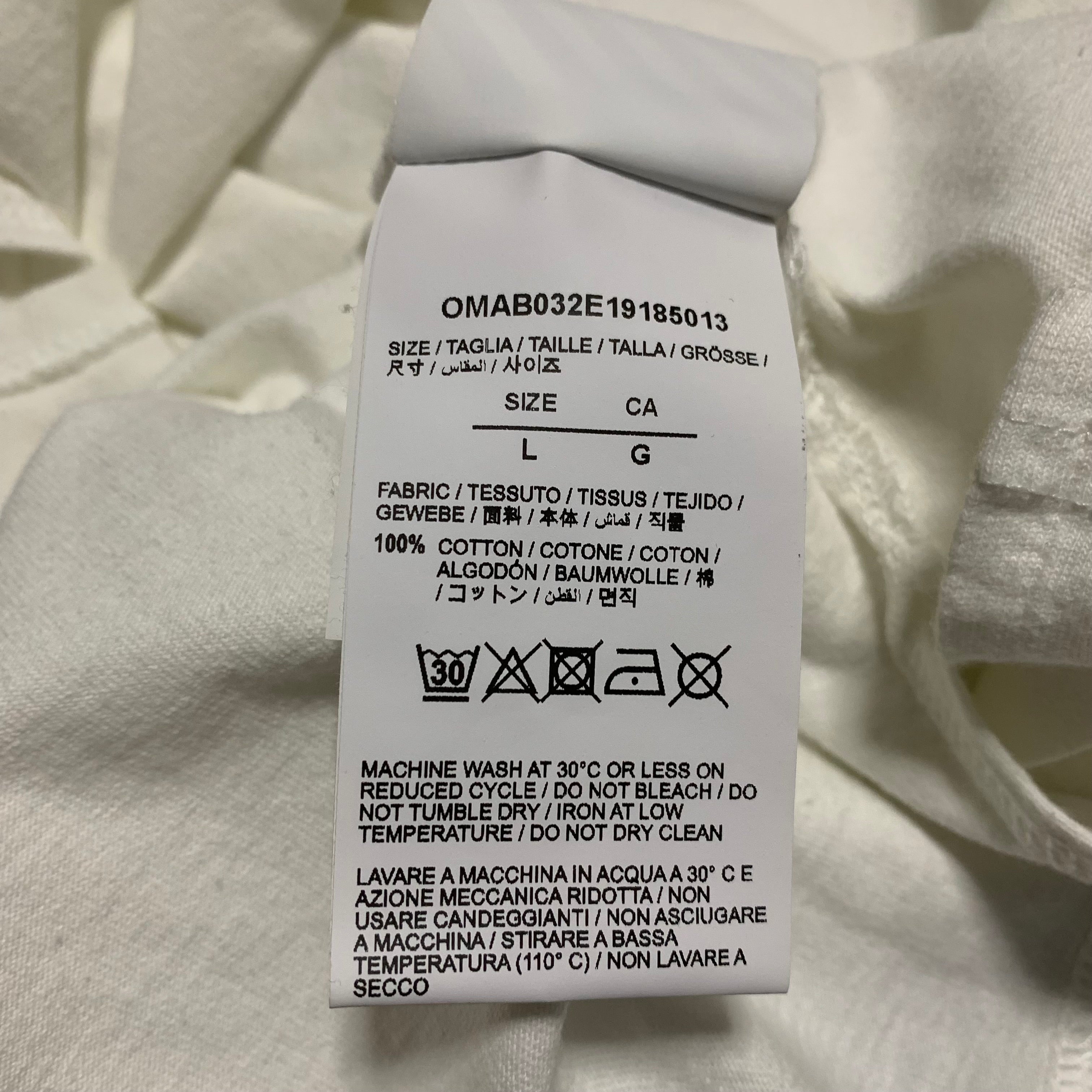 Off White XL Triangle White Long Sleeve Tee Mock Neck Virgil Abloh