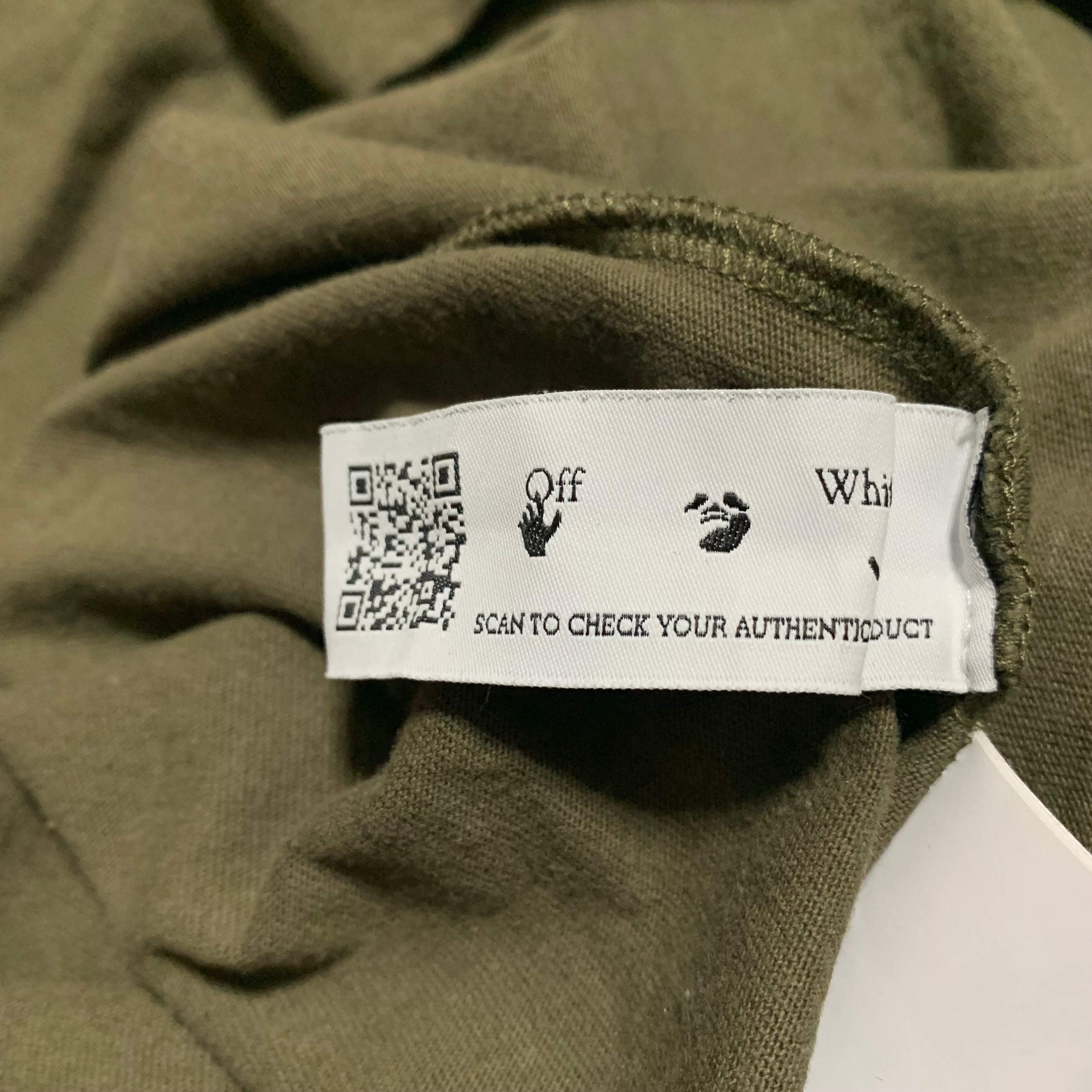 Off White XL Brick Arrows Khaki Green Tee Virgil Abloh