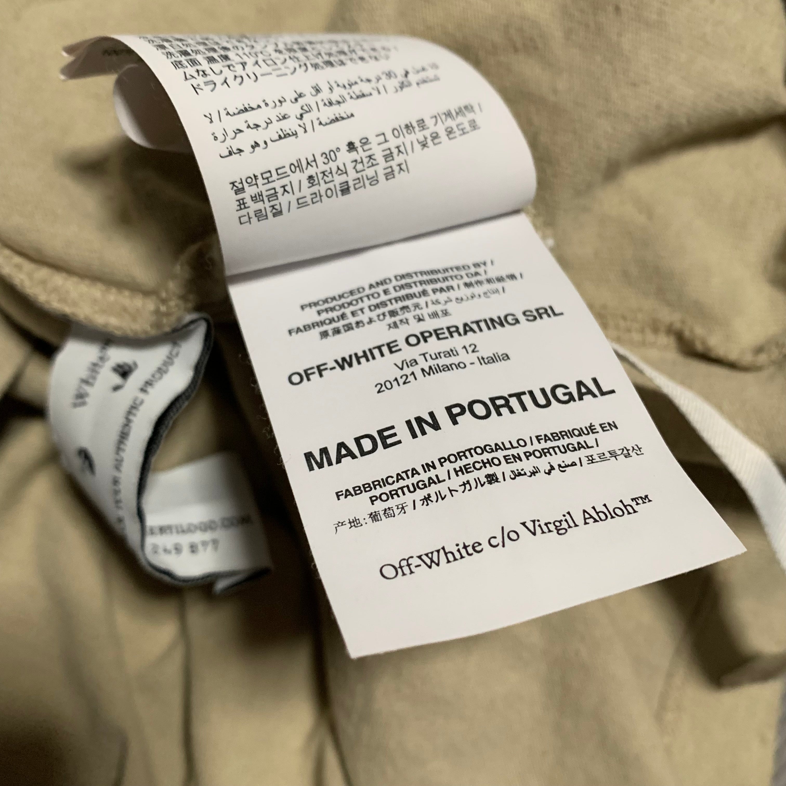 Off White Small Caravaggio Arrows Beige Tan Tee Virgil Abloh
