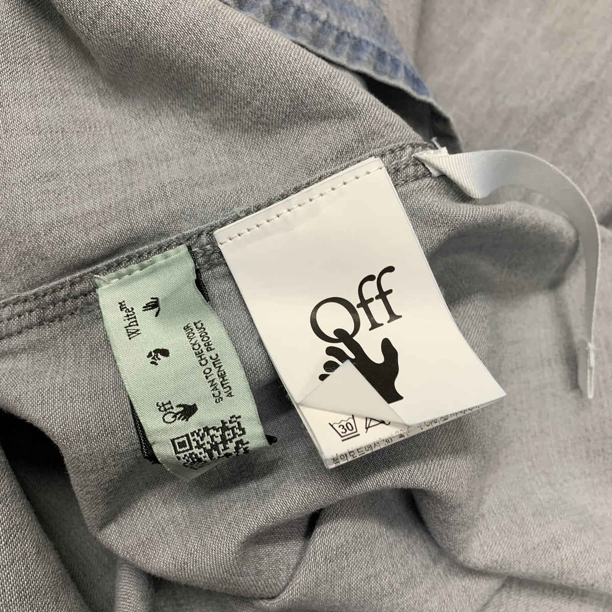 Off White Large Shirt Denim Blue Washed Long Sleeve Top Virgil Abloh