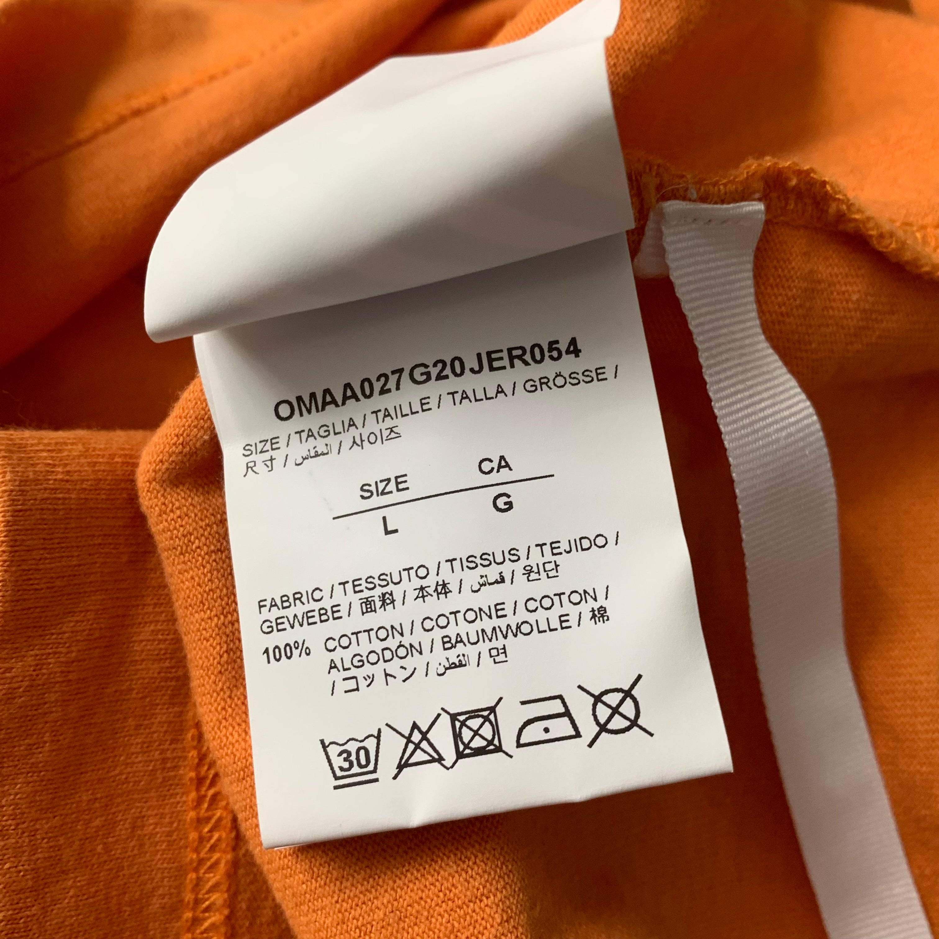 Off White Large Tee Tape Arrows Orange T-Shirt Virgil Abloh
