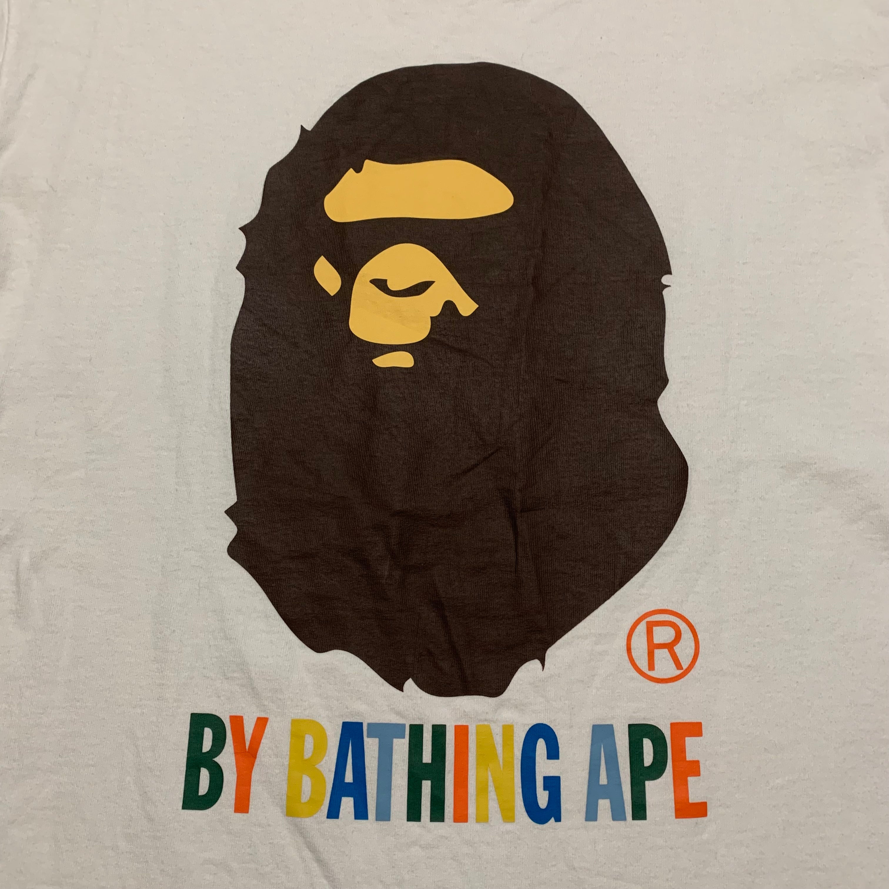 Bape XL Ape Head Multi White Tee A Bathing Ape