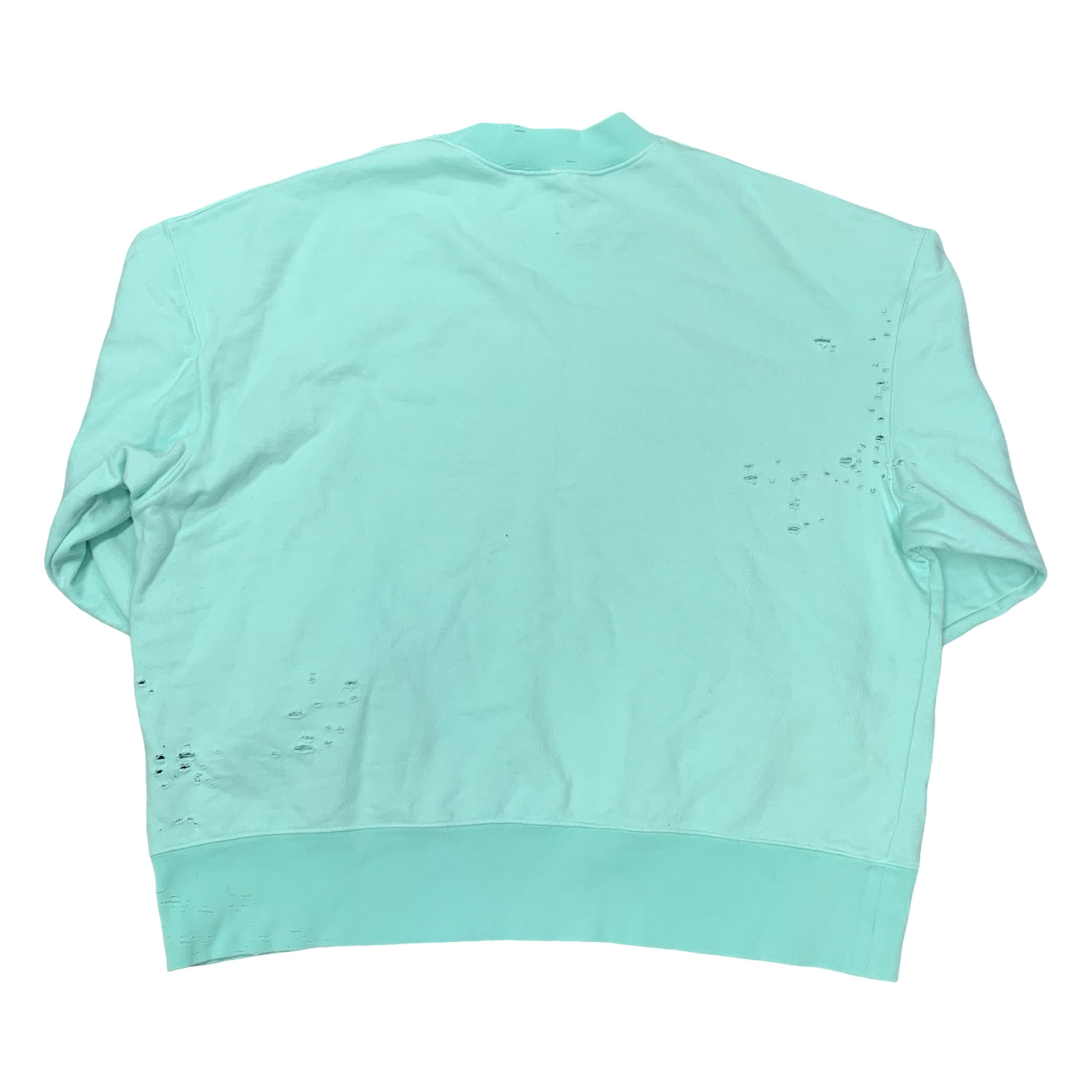 Palm Angels Large Sweatshirt Graphic Distressed Blue Crewneck