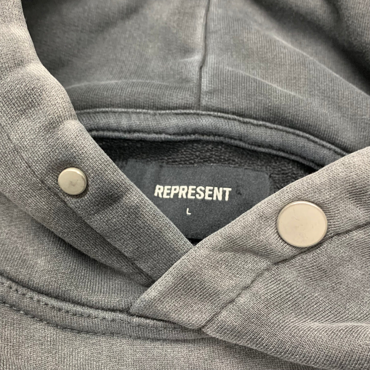 Represent Large Hoodie Embroidered Vintage Grey Hoodie