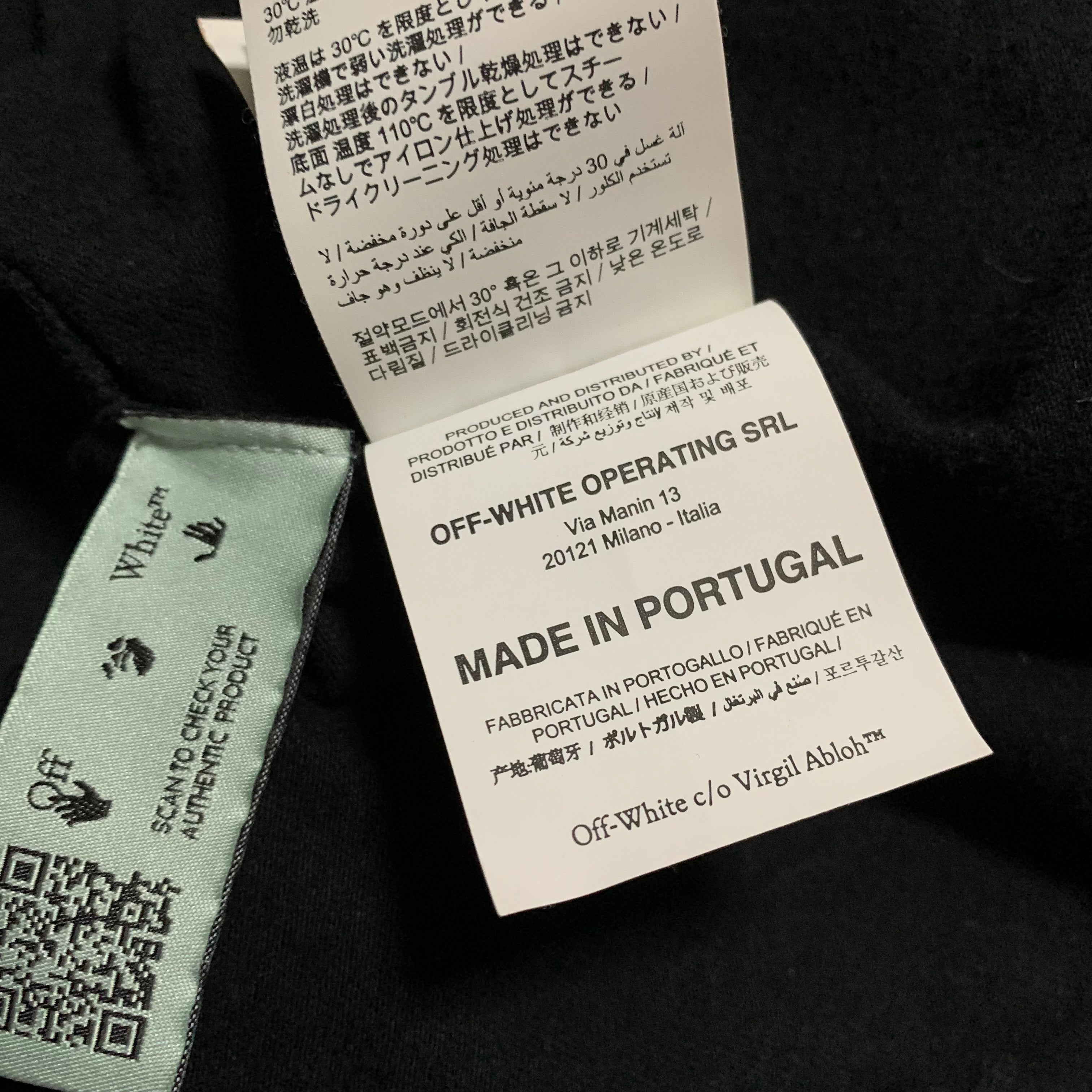 Off White Large Marker Arrows Black Tee Virgil Abloh Blue Graphic