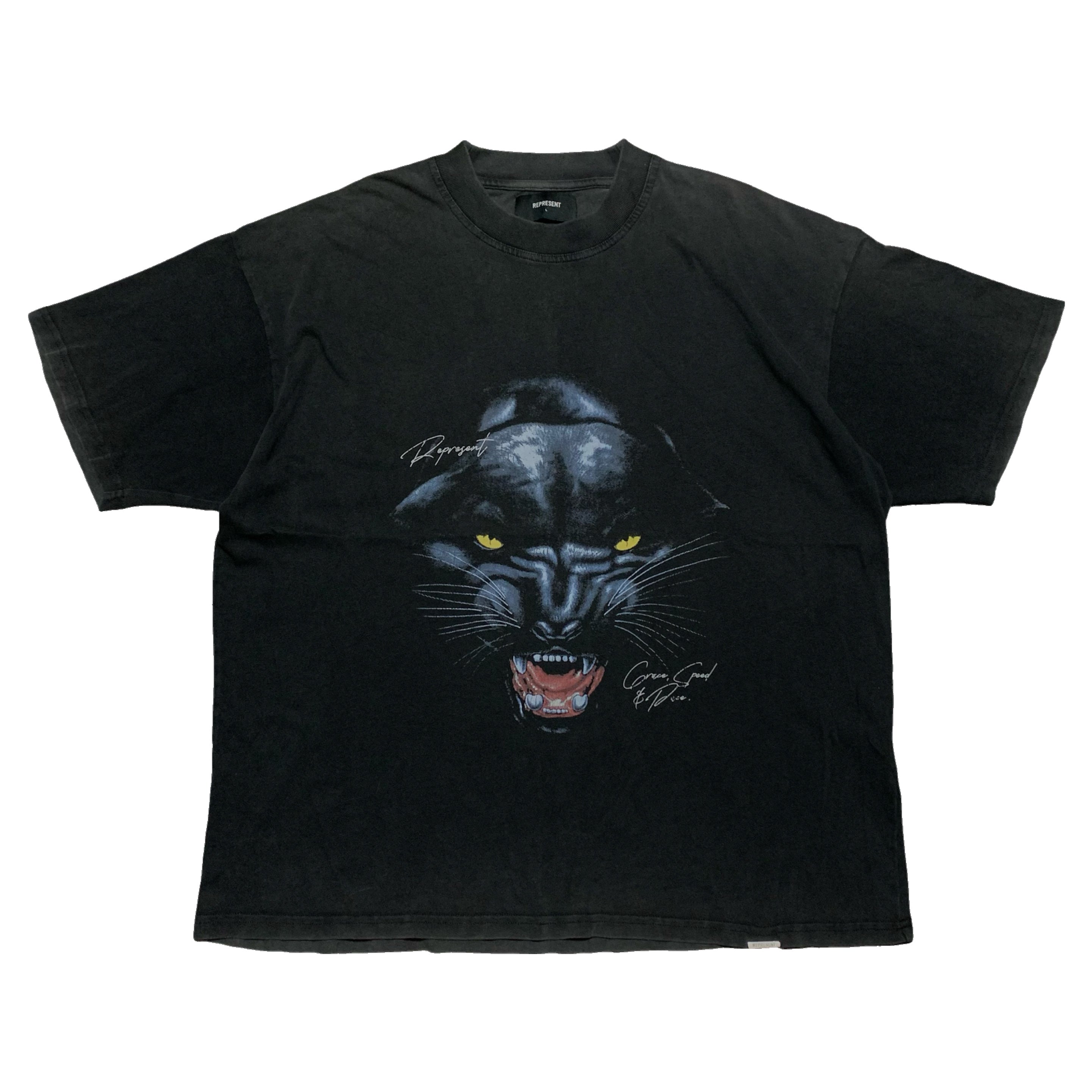 Represent Large Panther Graphic Vintage Black Tee