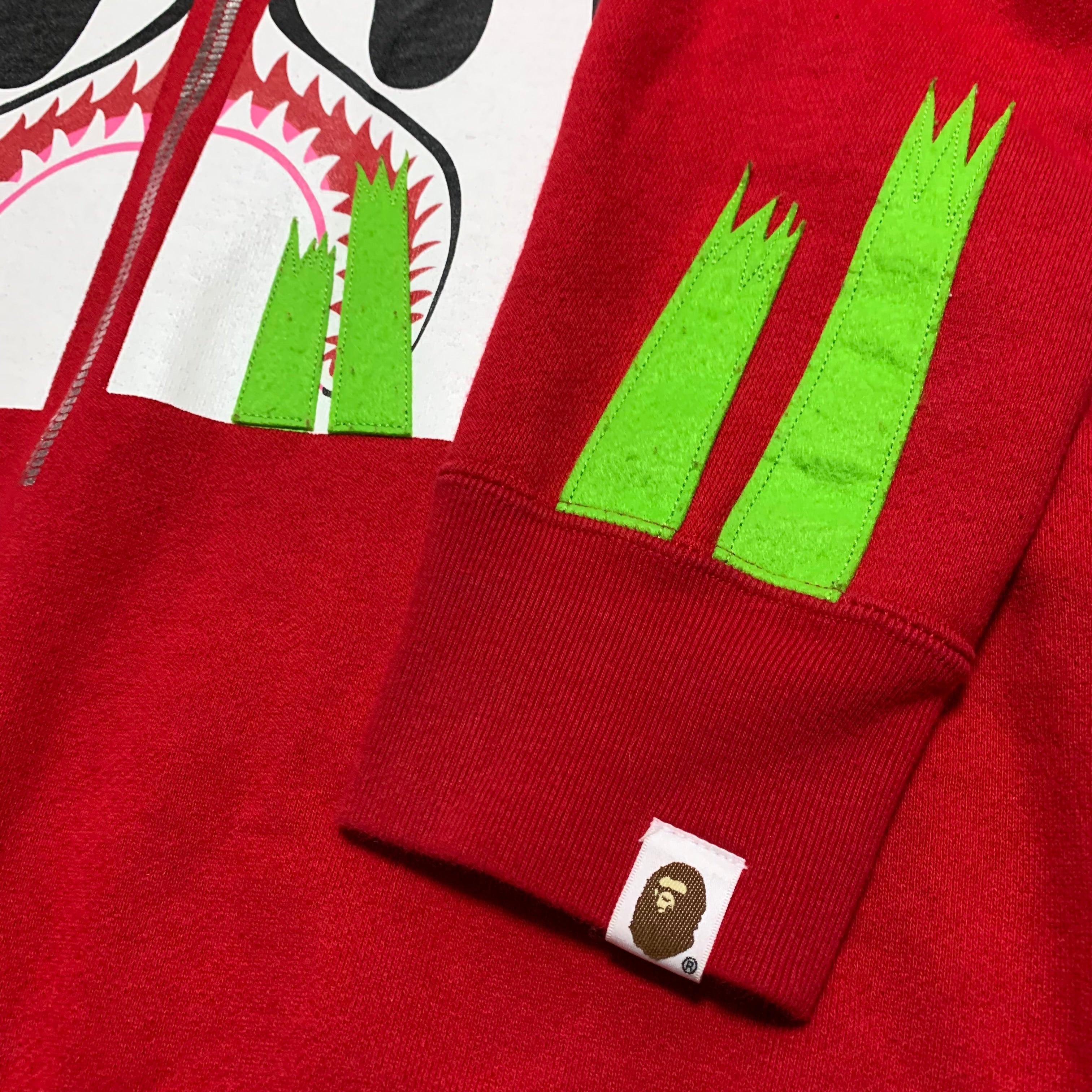 Bape Medium Panda Zip Shark Red Sweatshirt Crewneck A Bathing Ape